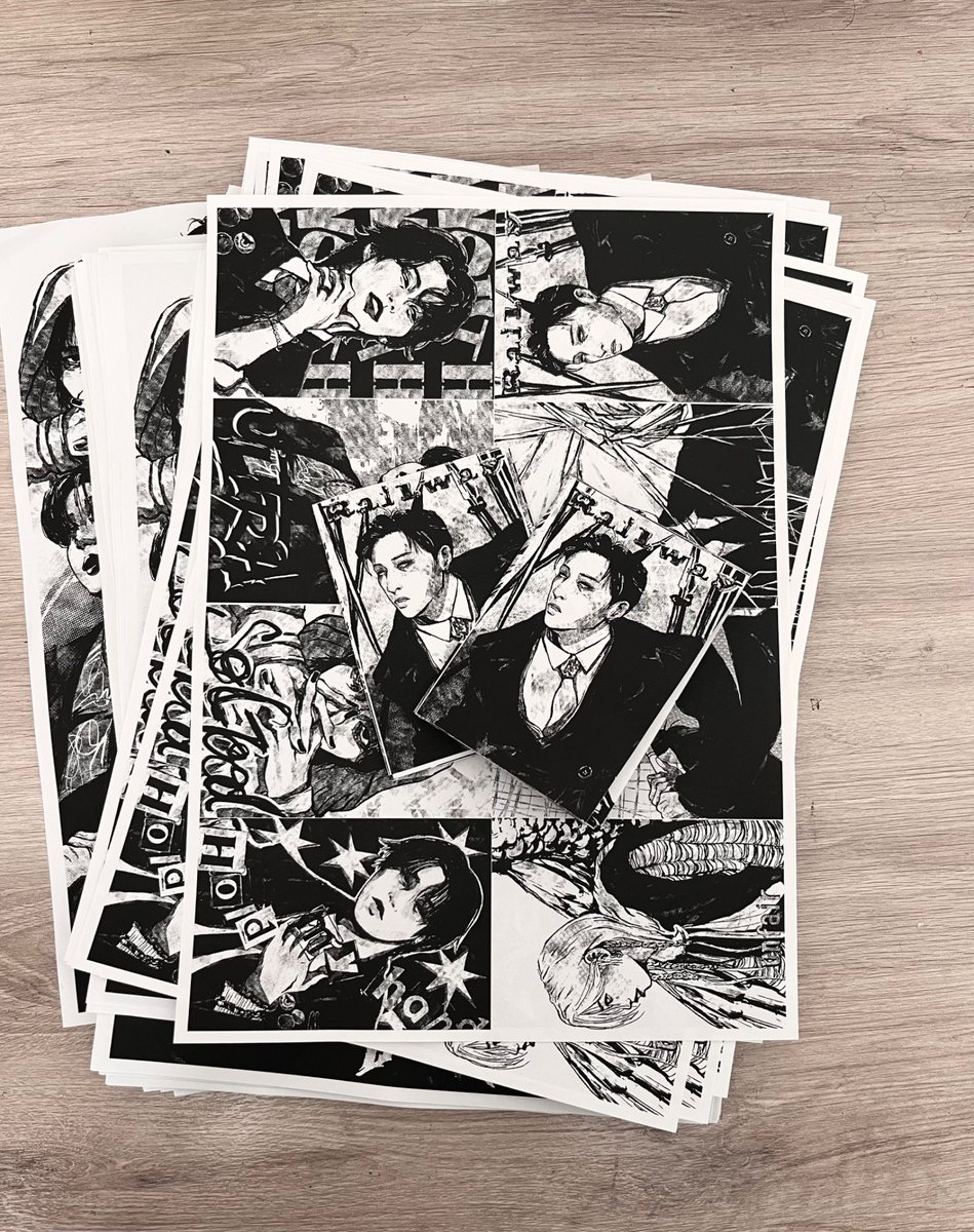 seeking_noas's tweet photo. en train de finir un mini zine pour le concert, il y a 1 membre par page et une petite affiche au dos! j’en aurais au moins 100, tout dépend si j’arrive à en préparer + (et si les gens trouvent ça cool lol) https://t.co/dTU90RicPC