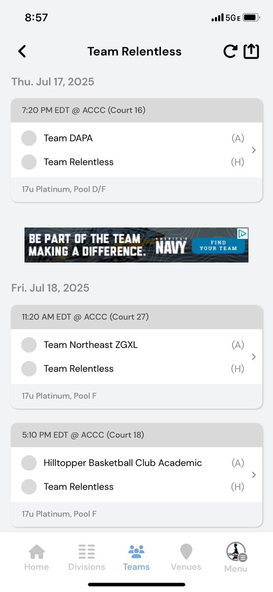Frances73829870's tweet image. Here is my schedule for the Atlantic City Summer Finale Hoop Group tournament with @TeamRe1entless
