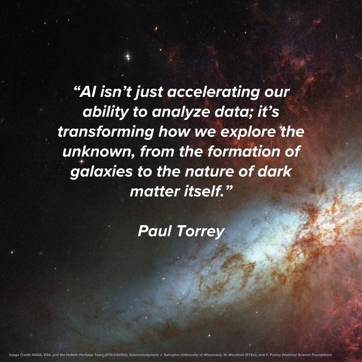 CosmicAI_Inst's tweet image. Meet Paul Torrey - a Professor of Astronomy at UVA focused on understanding the physics that drives galaxy formation. His research group builds models of the Universe that let us question what we think we know about Dark Matter, and how it impacts what we see in the night sky.
