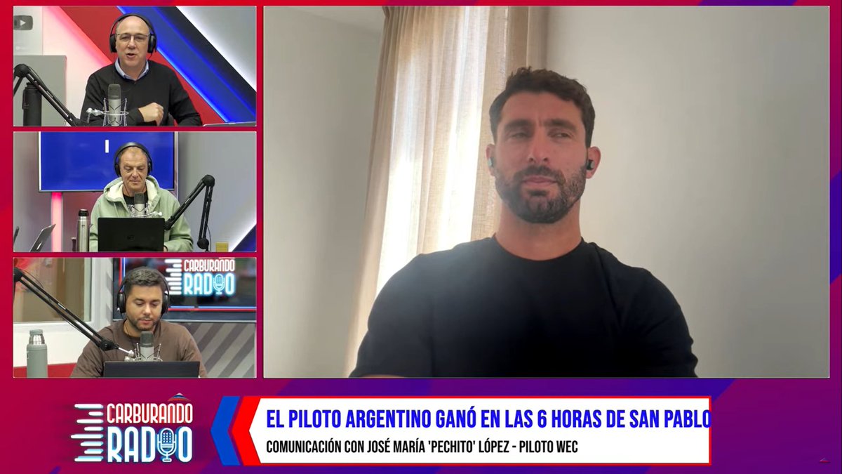 CarburandoTV's tweet image. 📻🗣️ #CarburandoRadio en comunicación con @pechito37 luego del triunfo en las 6 horas de San Pablo. 

¡En vivo! 👉youtube.com/watch?v=ZZiZ7T…