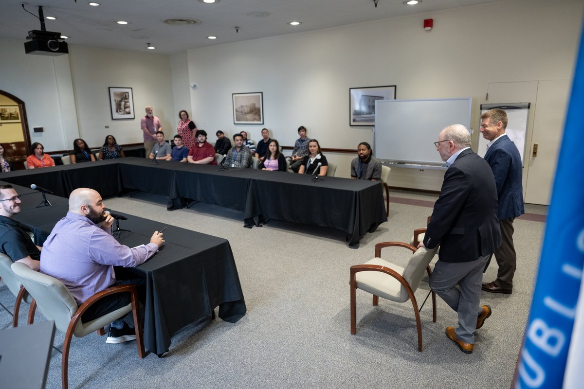 USGPO's tweet image. GPO Director Hugh Halpern and Deputy Director Brian Pearl meet with GPO Recent Graduates.