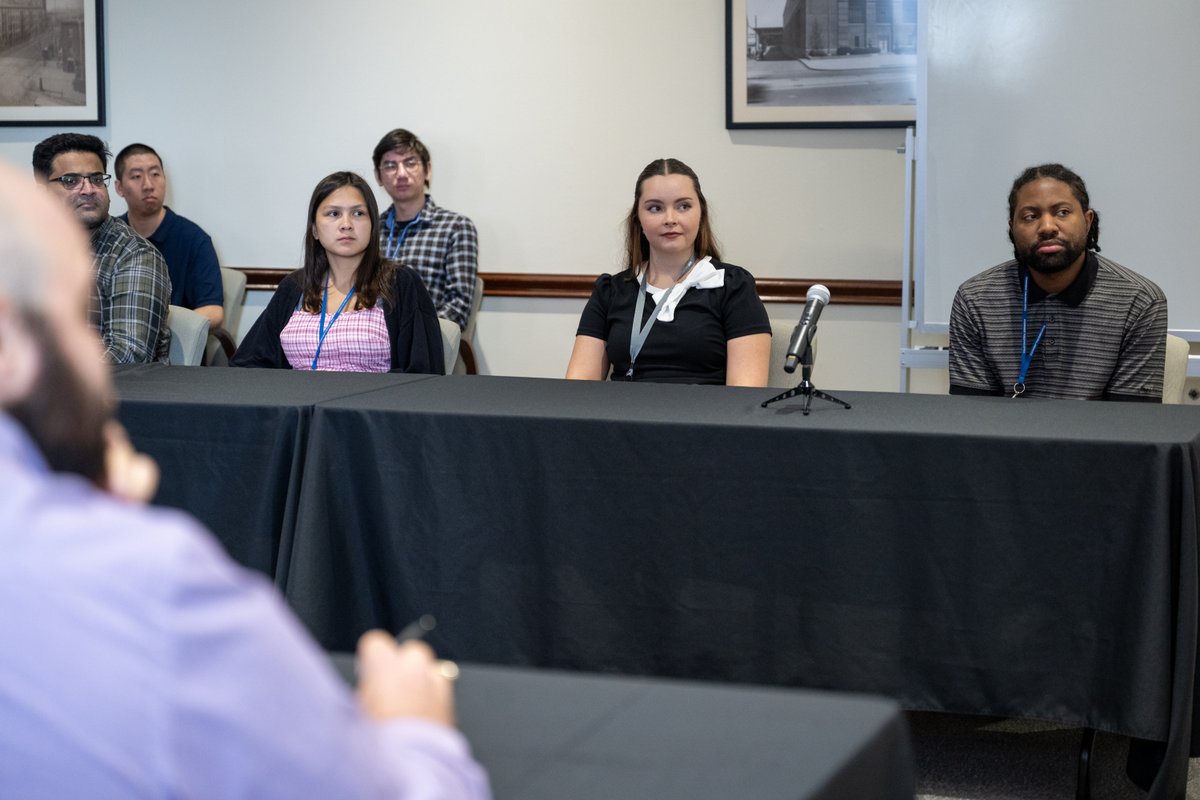 USGPO's tweet image. GPO Director Hugh Halpern and Deputy Director Brian Pearl meet with GPO Recent Graduates.