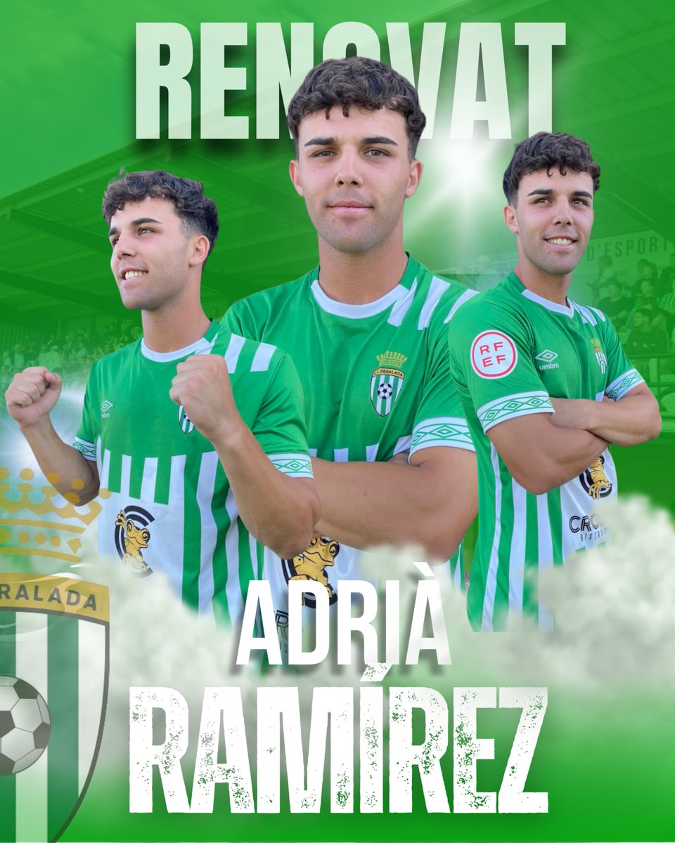 ⭐️ 𝗥𝗘𝗡𝗢𝗩𝗔𝗖𝗜Ó 𝗖𝗢𝗡𝗙𝗜𝗥𝗠𝗔𝗗𝗔 💚⚔️
Adrià Ramírez continuarà liderant el carril esquerre!

Ambició, recorregut i criteri per a una temporada més a #3aRFEF!

Gràcies:<a href="/Perelada/">Perelada</a>, <a href="/peraladamasmarc/">Peralada Mas Marcè</a>, <a href="/decoasports/">DecoaSports | Becas en USA</a>🙌

#SomPeralada #3rfef 💚⚔️
