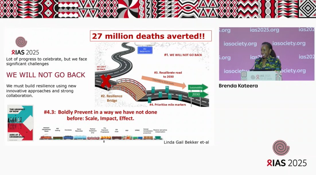 “Lots of progress has been made with 27 million #HIV deaths averted. But despite all this, we still face significant changes. However we must not, and will not, go back.” - <a href="/CHAI_health/">CHAI</a>'s Brenda Kateera 🇷🇼 #IAS2025
