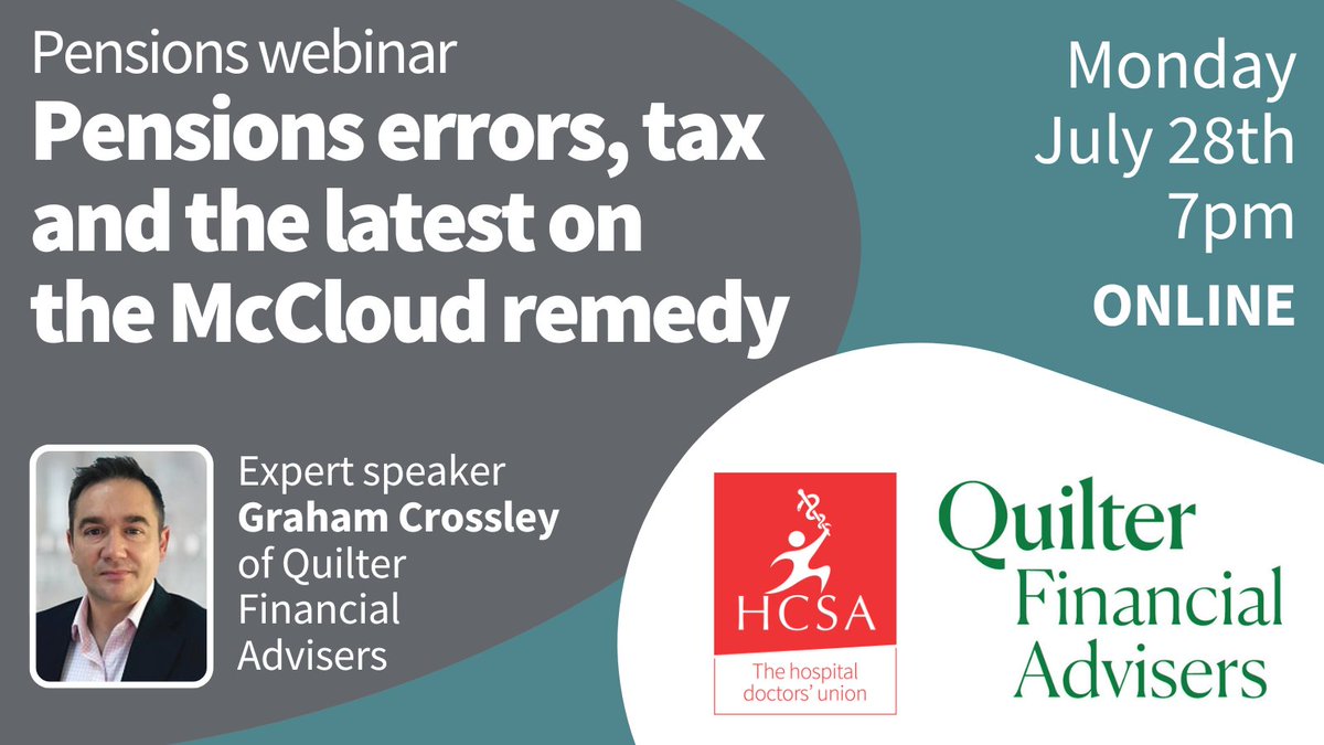 HCSA – the hospital doctors' union (@hcsanews) on Twitter photo Pensions errors can be costly. Tax can be confusing. The McCloud remedy is tortuously complex
Not for NHS Pension expert <a href="/gdcuk/">Graham Crossley (NHS Pension Wonk)</a> - and this webinar will help you get the insights you need to get retirement right
🗓️ Mon July 28th
🕖 7pm
👉 Register now: event.on24.com/wcc/r/5023400/… Pensions errors can be costly. Tax can be confusing. The McCloud remedy is tortuously complex
Not for NHS Pension expert <a href="/gdcuk/">Graham Crossley (NHS Pension Wonk)</a> - and this webinar will help you get the insights you need to get retirement right
🗓️ Mon July 28th
🕖 7pm
👉 Register now: event.on24.com/wcc/r/5023400/…