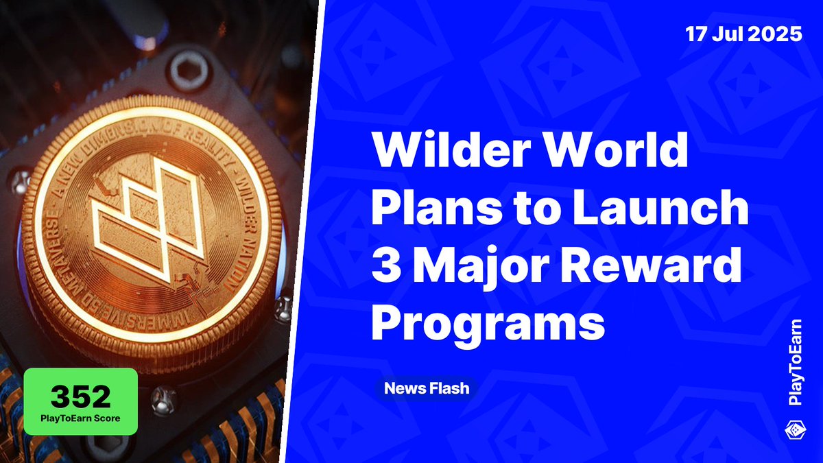 PlayToEarn (@playtoearn) on Twitter photo Wilder World Plans to Launch 3 Major Reward Programs 3⃣
PlayToEarn Score: 352📈
💸 Metropolis, ZBI, and MEGADROP are the 3 major reward programs coming soon to the <a href="/WilderWorld/">Wilder World</a> ecosystem, allowing community to play to earn $WILD, $MEOW & airdrops
Read more 🧵 Wilder World Plans to Launch 3 Major Reward Programs 3⃣
PlayToEarn Score: 352📈
💸 Metropolis, ZBI, and MEGADROP are the 3 major reward programs coming soon to the <a href="/WilderWorld/">Wilder World</a> ecosystem, allowing community to play to earn $WILD, $MEOW & airdrops
Read more 🧵