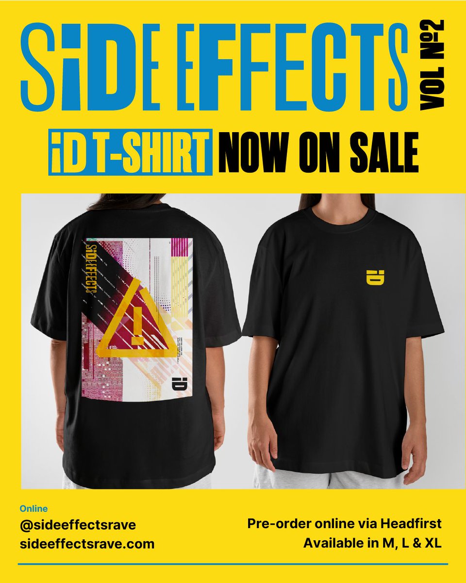 sideeffectsrave's tweet image. ⚠️ SiDE EFFECTS T-Shirts alert! ⚠️
Those of you looking to commemorate the night, or simply fancy yourselves a sick new tee, we've got you covered!
Limited stock will be available on the night, but all online orders get you a spin at our merch table! Available now on Headfirst!