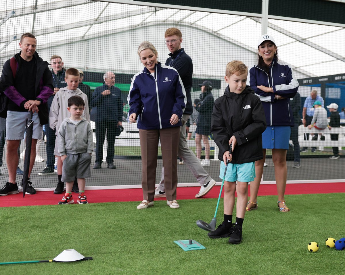 niexecutive's tweet image. First Minister Michelle O’Neill and deputy First Minister Emma Little-Pengelly have welcomed @TheOpen back to our magnificent north coast.
Hosting a breakfast event at Royal Portrush Golf Club on the first day of the 153rd Open Championship, the Ministers spoke about the huge…