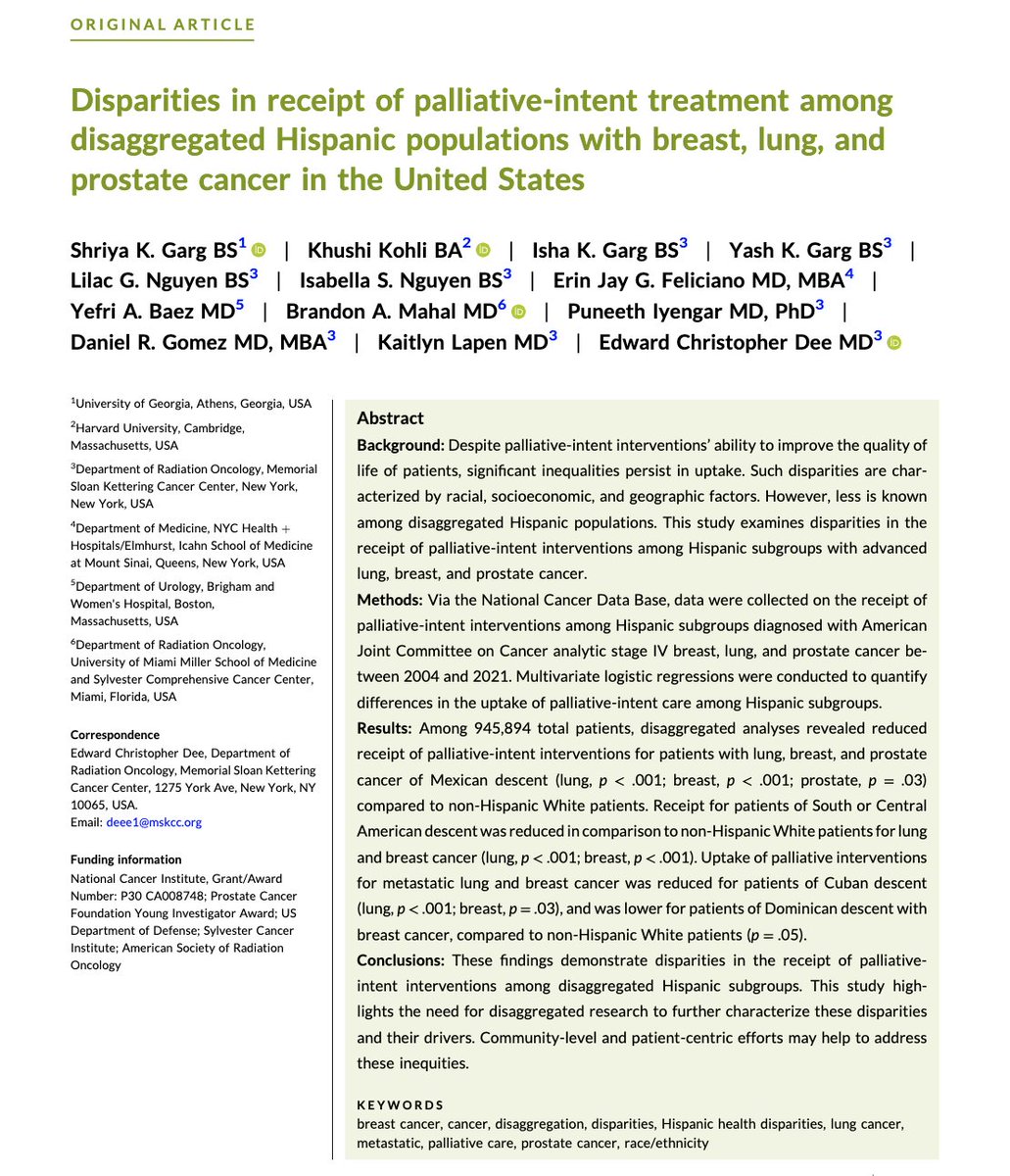 Edward Christopher "Chris" Dee, MD (@echrisdee) on Twitter photo Thank you <a href="/OncoAlert/">OncoAlert</a> for highlighting work from our group, led by <a href="/Shriya22973196/">shriyagarg35</a> and <a href="/KhushKohli/">Khushi Kohli</a>!
📣 <a href="/erin_feliciano/">Erin Feliciano, MD, MBA</a> <a href="/YefriBaezMD/">Yefri Baez, MD</a> <a href="/BrandonMahal/">Dr. Brandon Mahal</a> <a href="/IyengarPuneeth/">Puneeth Iyengar</a> <a href="/danielrgomez44/">Daniel Gomez</a> <a href="/KaitlynLapen/">Kaitlyn Lapen</a>
🙏 <a href="/PCFnews/">Prostate Cancer Foundation</a> <a href="/PCF_Science/">PCF Science</a>
🔗 pubmed.ncbi.nlm.nih.gov/40387172/ Thank you <a href="/OncoAlert/">OncoAlert</a> for highlighting work from our group, led by <a href="/Shriya22973196/">shriyagarg35</a> and <a href="/KhushKohli/">Khushi Kohli</a>!
📣 <a href="/erin_feliciano/">Erin Feliciano, MD, MBA</a> <a href="/YefriBaezMD/">Yefri Baez, MD</a> <a href="/BrandonMahal/">Dr. Brandon Mahal</a> <a href="/IyengarPuneeth/">Puneeth Iyengar</a> <a href="/danielrgomez44/">Daniel Gomez</a> <a href="/KaitlynLapen/">Kaitlyn Lapen</a>
🙏 <a href="/PCFnews/">Prostate Cancer Foundation</a> <a href="/PCF_Science/">PCF Science</a>
🔗 pubmed.ncbi.nlm.nih.gov/40387172/