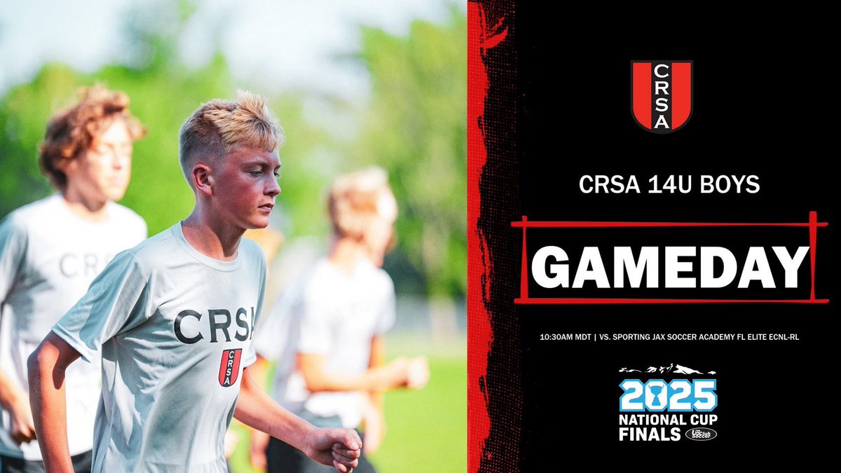 It’s GAMEDAY at the National Cup Finals in Denver Colorado for the 14U boys 🏔️⚽️

🆚 Sporting Jax Soccer Academy FL Elite ECNL-RL
⏰10:30AM MDT
📍Dick’s Sporting Goods Park 

#crsasoccer