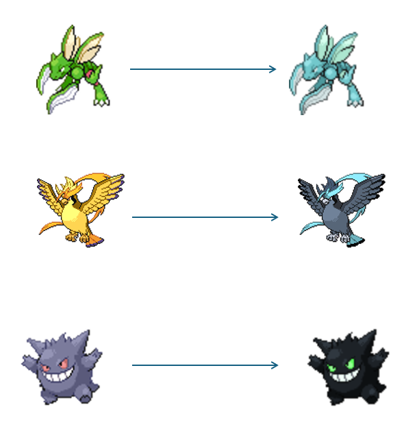 acejake28's tweet photo. For the past 2 weeks, I started my project to recolour EVERY fully evolved pokemons shiny and code a style for Showdown to replace the Pokemon Sprites with my new recolours. Today, I have completed every single gen 1 pokemon (including regionals, megas, evos from later gens) !!!! https://t.co/ZWnwzZKIFo