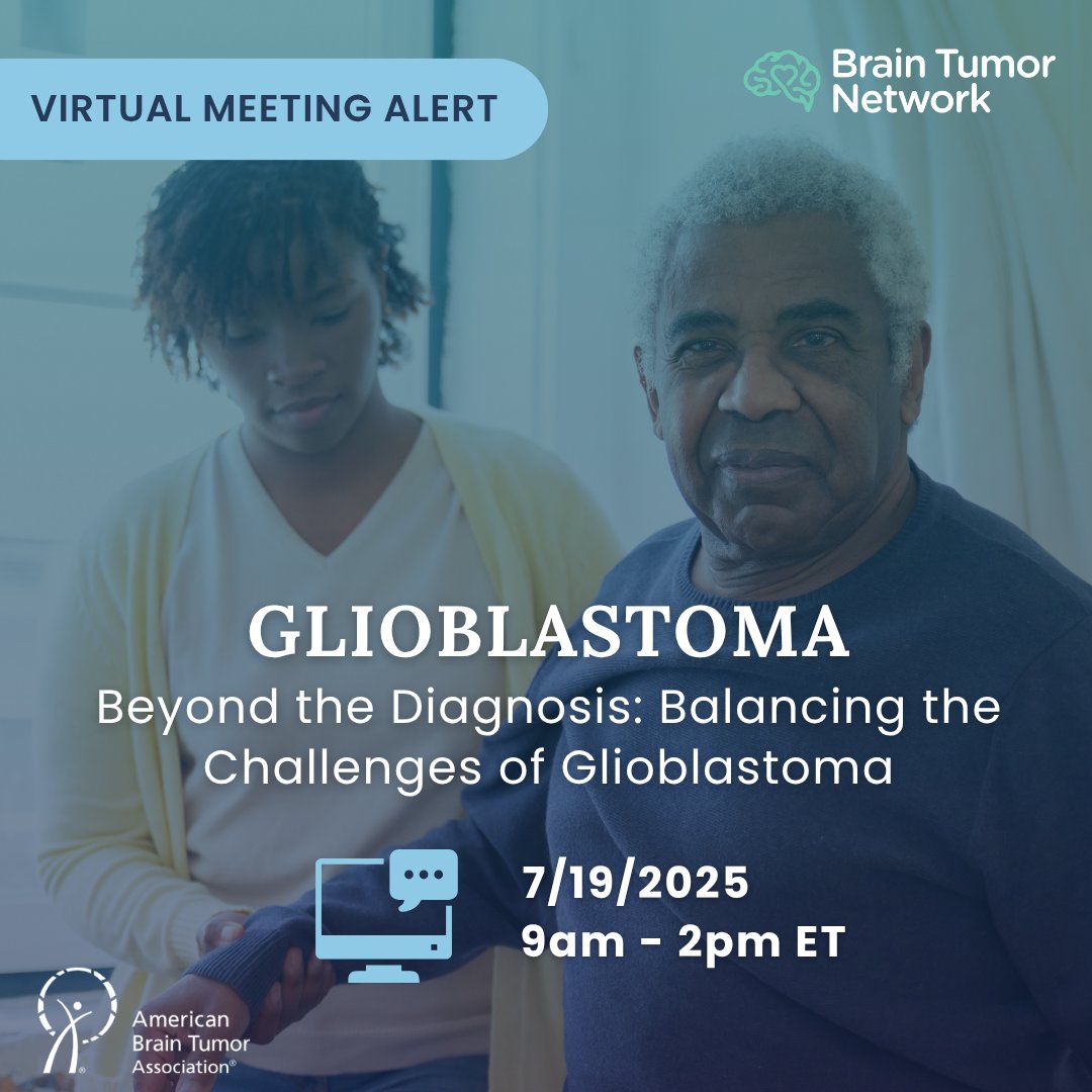 Brain Tumor Network (@btncares) on Twitter photo Living with GBM can feel overwhelmingâbut youâre not alone.
Join <a href="/theABTA/">American Brain Tumor Association</a> for a free virtual meeting on July 19 (9amâ2pm ET) to hear from experts, connect with caregivers & gain practical tools for navigating life with glioblastoma.
đ give.abta.org/event/2025-gbm⊠Living with GBM can feel overwhelmingâbut youâre not alone.
Join <a href="/theABTA/">American Brain Tumor Association</a> for a free virtual meeting on July 19 (9amâ2pm ET) to hear from experts, connect with caregivers & gain practical tools for navigating life with glioblastoma.
đ give.abta.org/event/2025-gbmâŠ