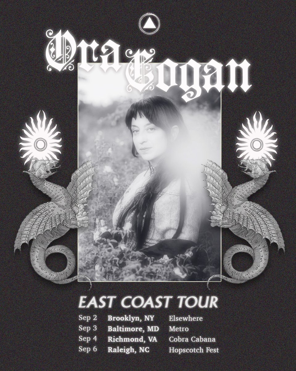 Ora Cogan (@oracogan) on Twitter photo Announcing east coast tour dates! Tickets on sale tomorrow, Friday the 18th. Link in Bio.
Support announce soon!
9/2: Brooklyn, NY <a href="/elsewherespace/">𝚎 𝚕 𝚜 𝚎 𝚠 𝚑 𝚎 𝚛 𝚎</a>
9/3: Baltimore, MD @metro_baltimore
9/4: Richmond, VA @thecobracabanarva
9/6: Raleigh, NC <a href="/hopscotchfest/">Hopscotch Music Fest</a>
Photo by stasia.garraway Announcing east coast tour dates! Tickets on sale tomorrow, Friday the 18th. Link in Bio.
Support announce soon!
9/2: Brooklyn, NY <a href="/elsewherespace/">𝚎 𝚕 𝚜 𝚎 𝚠 𝚑 𝚎 𝚛 𝚎</a>
9/3: Baltimore, MD @metro_baltimore
9/4: Richmond, VA @thecobracabanarva
9/6: Raleigh, NC <a href="/hopscotchfest/">Hopscotch Music Fest</a>
Photo by stasia.garraway