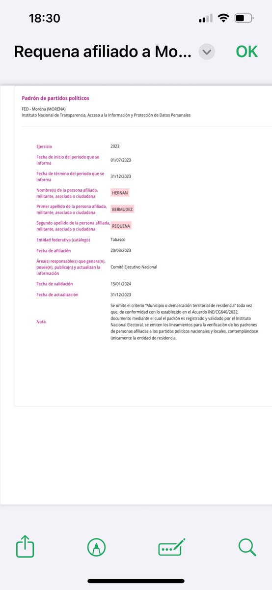 Federico Döring 🇺🇦 (@fdoringcasar) on Twitter photo Aunque lo quieran negar como Judas a Cristo aquí dejo la evidencia de que #HernanBermudezRequena es militante de <a href="/PartidoMorenaMx/">Morena</a> desde 2023 <a href="/LuisaAlcalde/">Luisa Alcalde</a>
NO hay deslinde posible ni de <a href="/lopezobrador_/">Andrés Manuel</a>, ni de <a href="/adan_augusto/">Adán Augusto López H</a>, ni suyo evidentemente
#AzucenaxFórmula Aunque lo quieran negar como Judas a Cristo aquí dejo la evidencia de que #HernanBermudezRequena es militante de <a href="/PartidoMorenaMx/">Morena</a> desde 2023 <a href="/LuisaAlcalde/">Luisa Alcalde</a>
NO hay deslinde posible ni de <a href="/lopezobrador_/">Andrés Manuel</a>, ni de <a href="/adan_augusto/">Adán Augusto López H</a>, ni suyo evidentemente
#AzucenaxFórmula