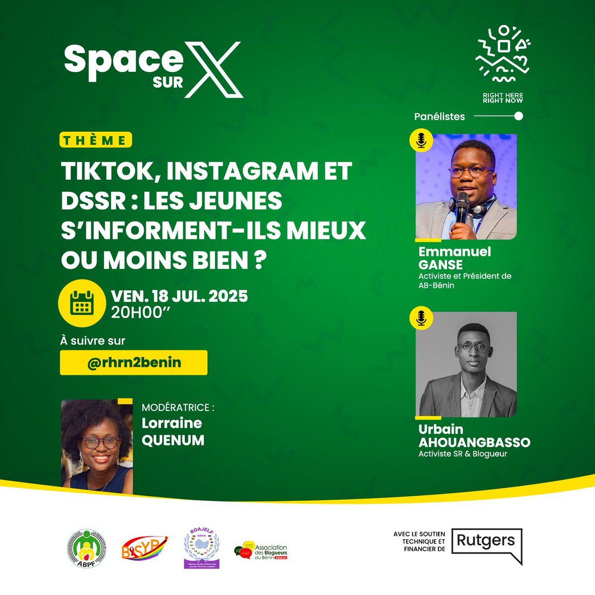 TikTok, Insta, DSSR… Info ou intox ?
Les jeunes scrollent, likent, partagent…

Mais est-ce qu'ils comprennent vraiment mieux les infos sur leur santé sexuelle et reproductive ? Ou c’est encore plus flou qu'avant ?

On en parle sans filtre ce vendredi 18 juillet à 20h dans notre