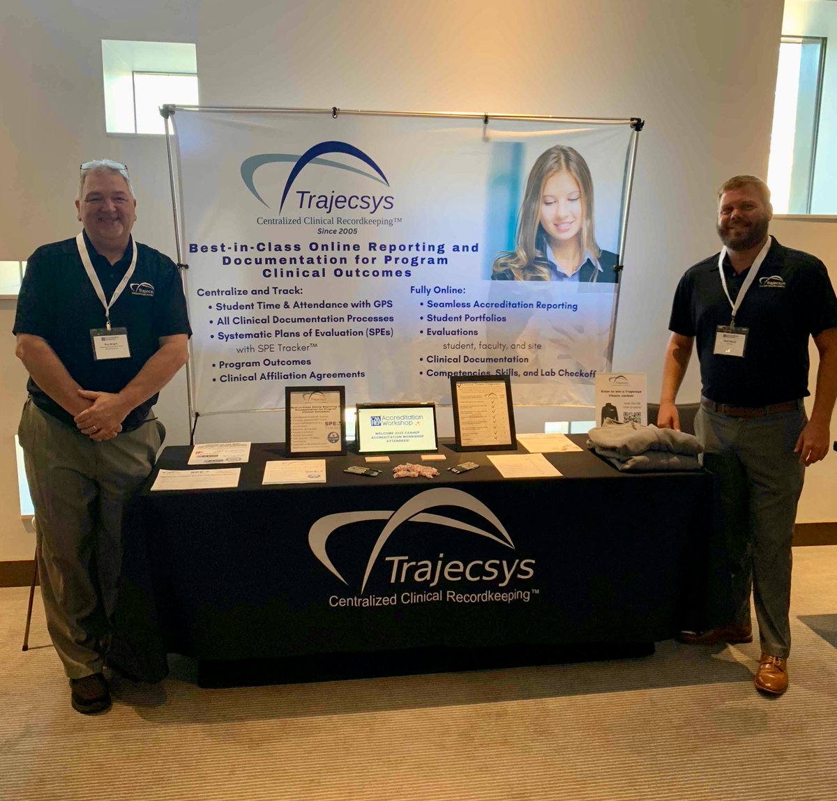 Ron and Mark are all ready to greet attendees at the CAAHEP Accreditation Workshop!

#TeamTrajecsys