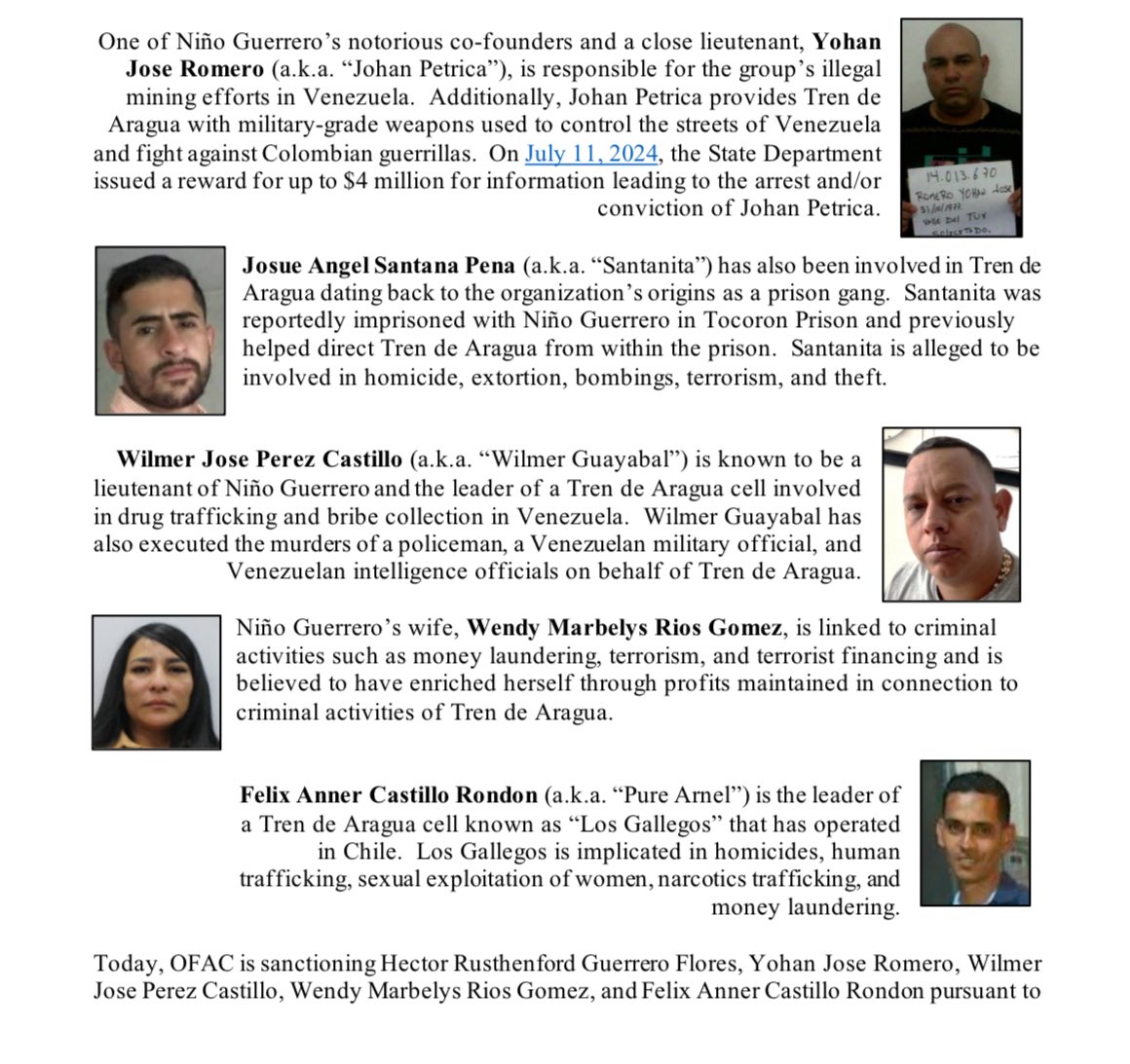 AliBradleyTV's tweet image. #BREAKING The U.S. Treasury just dropped the hammer on one of the most violent and dangerous gangs in the Western Hemisphere — Tren de Aragua #TdA—Their top leader and five of his key lieutenants have been officially sanctioned.

Today’s Treasury action freezes all U.S.-linked…