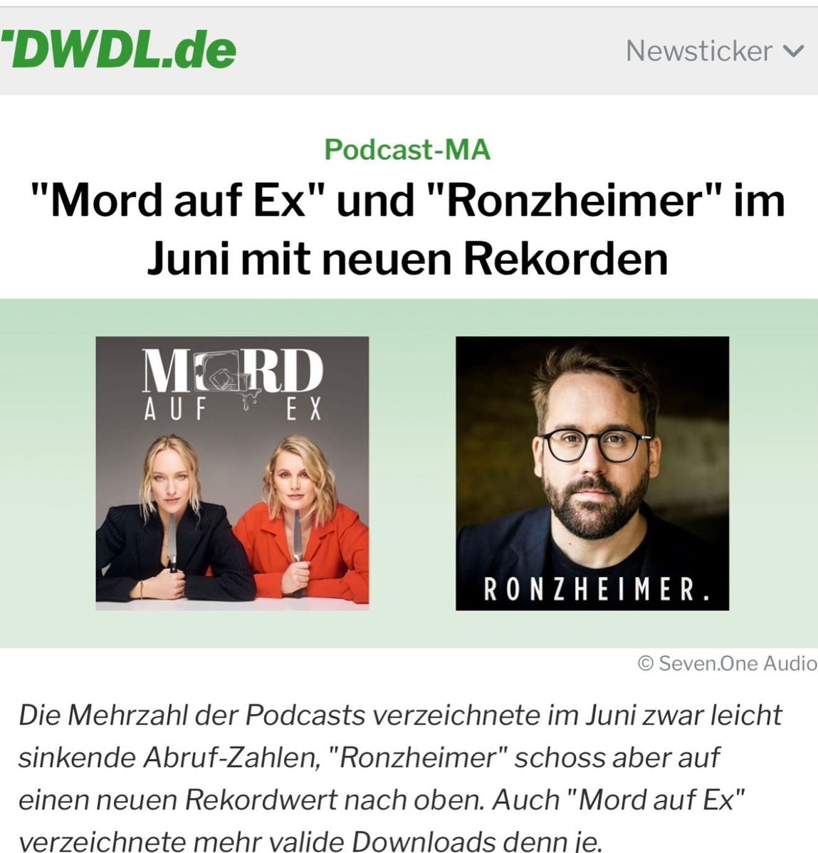ronzheimer's tweet image. Neuer Rekord im Juni für uns! Dankeschön! Vor allem ans Team und unsere tollen Gäste! Ps. Very special Podcast coming up this weekend! 😎