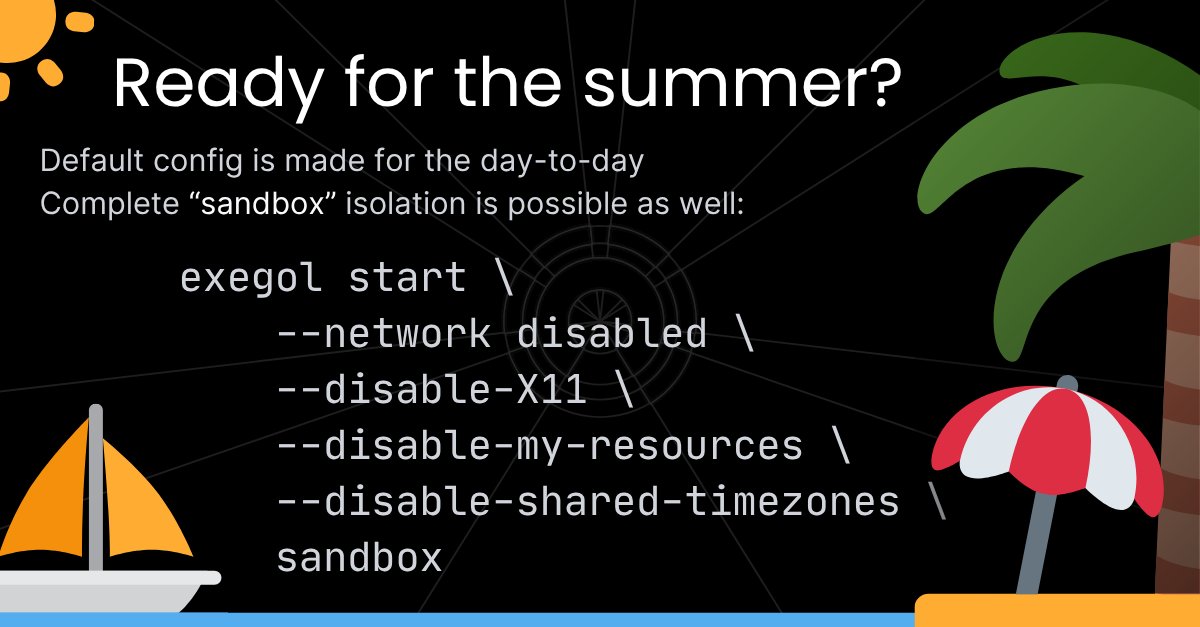 Did you know you can start an isolated environment, "sandbox" style? After all, it's only Docker underneath right?

The default Exegol configuration is made for day to day use, but it can be adjusted to your needs 🫵