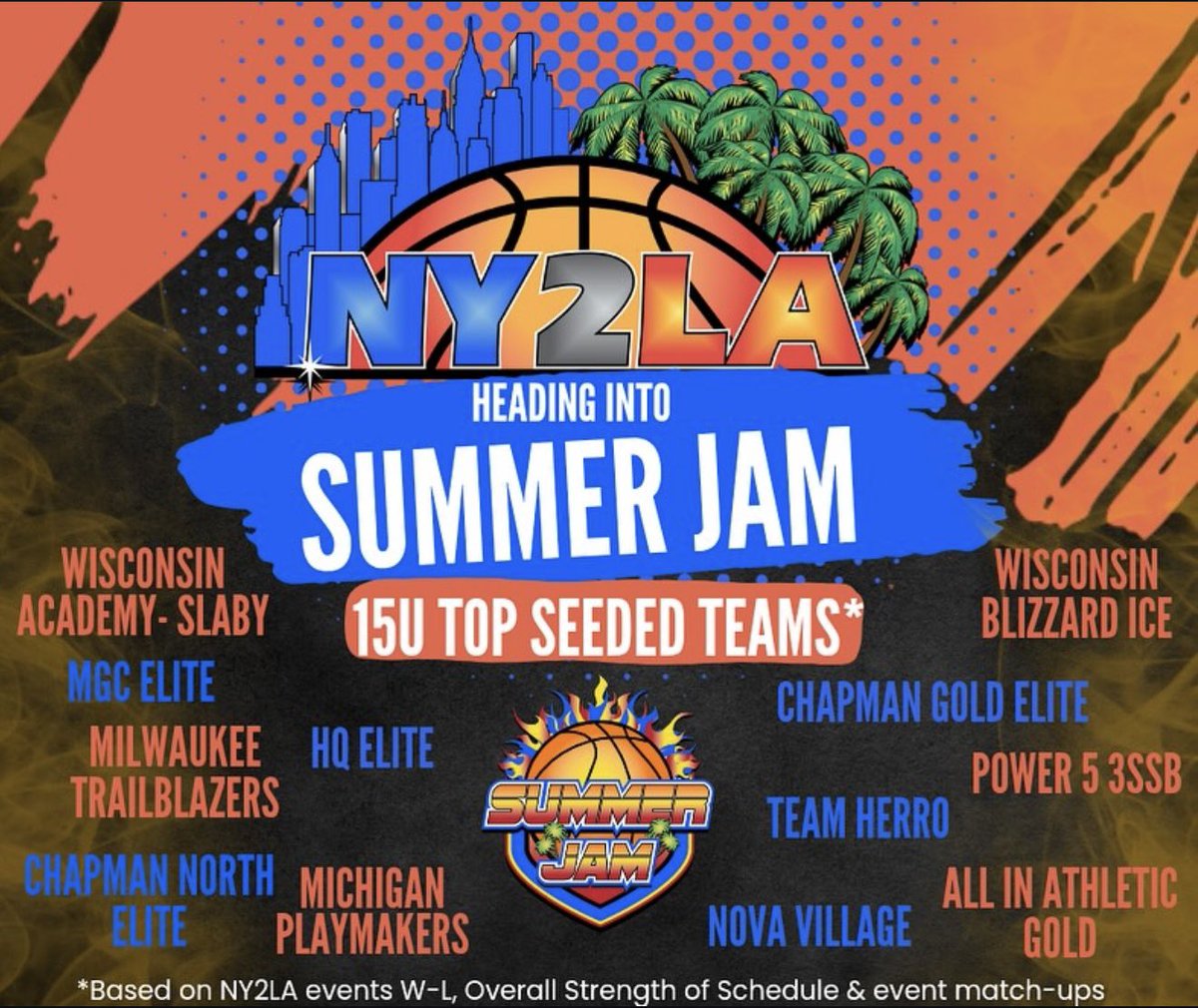 🔥 It’s go time! 🔥
Our Milwaukee Trail Blazers are heading into the NY2LA Summer Jam as one of the top-seeded 15U teams 💪

The final tournament of the season is here, and we’re coming in hungry.
📍 Friday Game Times: 3:00 PM &amp; 7:40 PM
Let’s finish strong and make some noise