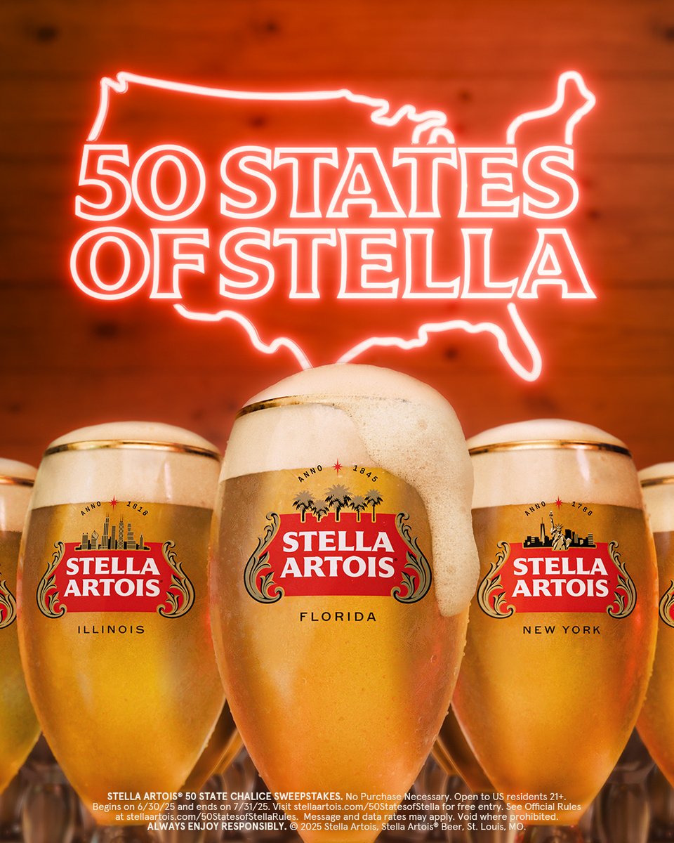 StellaArtois's tweet image. Dave may have auctioned off his personal collection of state chalices, but they were so popular, we made a few more.
Enter for a chance to win one: stellaartois.com/50StatesofStel…