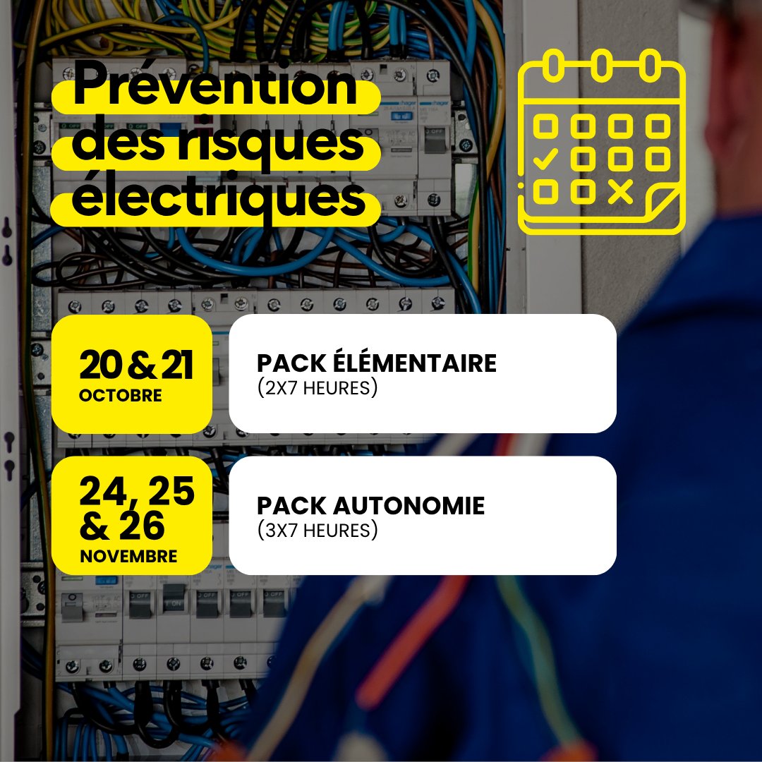 📢 [ANTICIPEZ LES #RISQUES, FORMEZ VOS ÉQUIPES] 👷‍♀️👷‍♂️ 
Entreprise du #BTP, salarié•e du secteur, pensez à nos #formations réglementaires à #Marzy !
• Sauveteur Secouriste du Travail
• Montage, utilisation échafaudages de pied
• Prévention risques électriques
☎️03 72 612 612