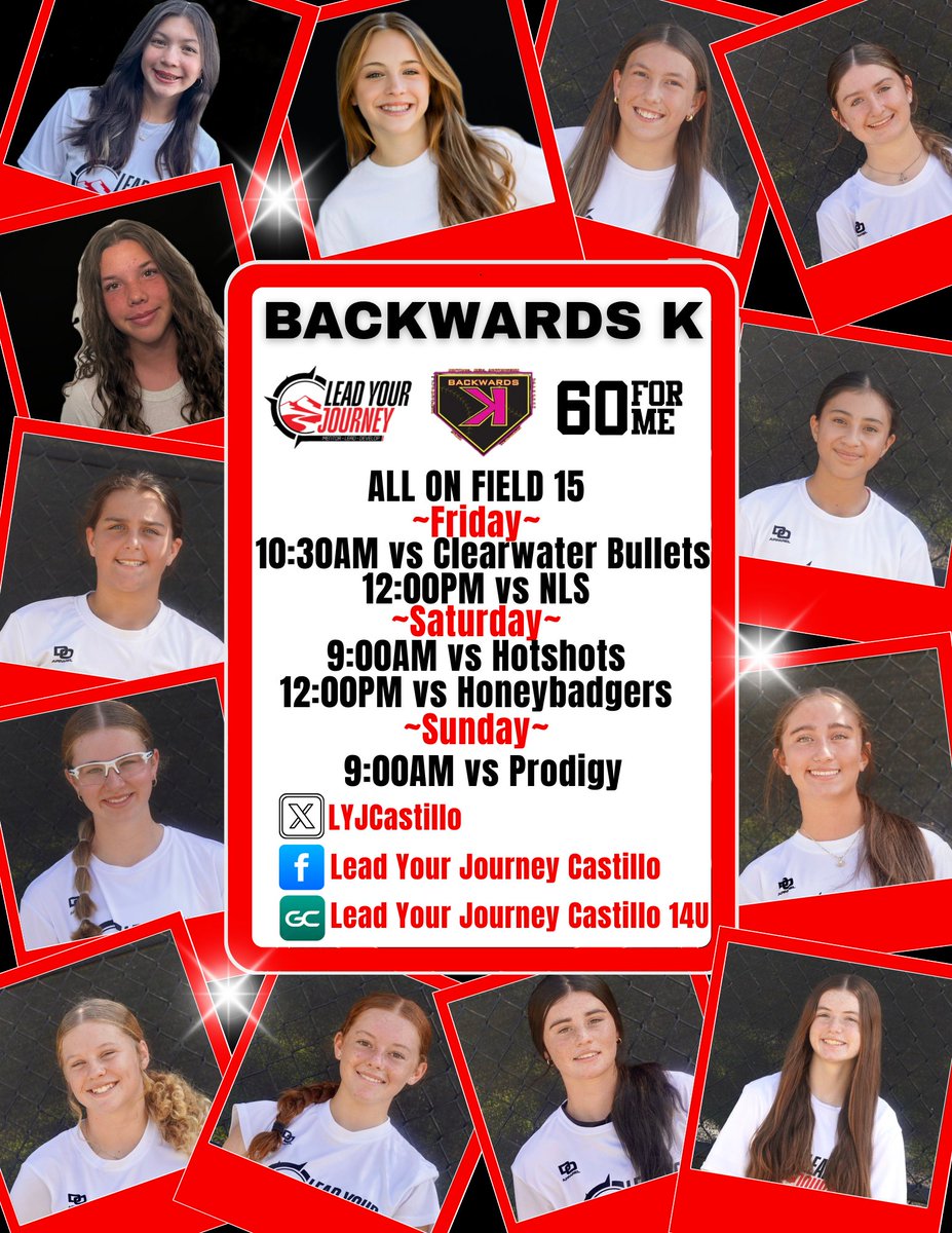 Lead Your Journey Castillo (@lyjcastillo) on Twitter photo It's <a href="/BackwardsKJax/">Backwards K Softball</a> time this weekend! The ladies will be battling all weekend! Looking forward to seeing coaches come out and check us out!
#lyjcastillo #LeadYourJourney It's <a href="/BackwardsKJax/">Backwards K Softball</a> time this weekend! The ladies will be battling all weekend! Looking forward to seeing coaches come out and check us out!
#lyjcastillo #LeadYourJourney