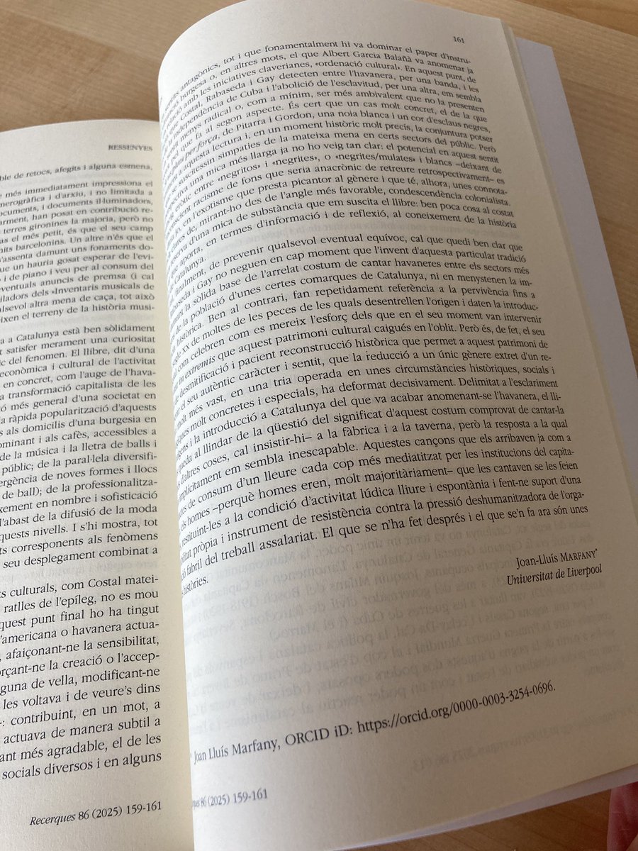 Molt emocionada per la ressenya que Joan-Lluís Marfany ha fet a la revista Recerques del nostre llibre ‘Les primeres havaneres a Catalunya. Imperialisme i sensualitat abans de Carmen’ (<a href="/RDalmauEditor/">Rafael Dalmau Editor</a>, 2023). Ja som oficialment “desmuntadors de mites” 😌