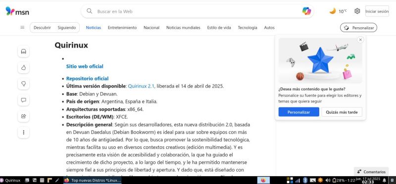 quirinux2's tweet photo. Agradecemos al portal de noticias MSN por incluirnos en su artículo "Top nuevas distros Linux/BSD a ser reconocidas en 2025 (Parte 04)".

🔗 https://t.co/YCqEarafLQ https://t.co/boTdJsWGDP