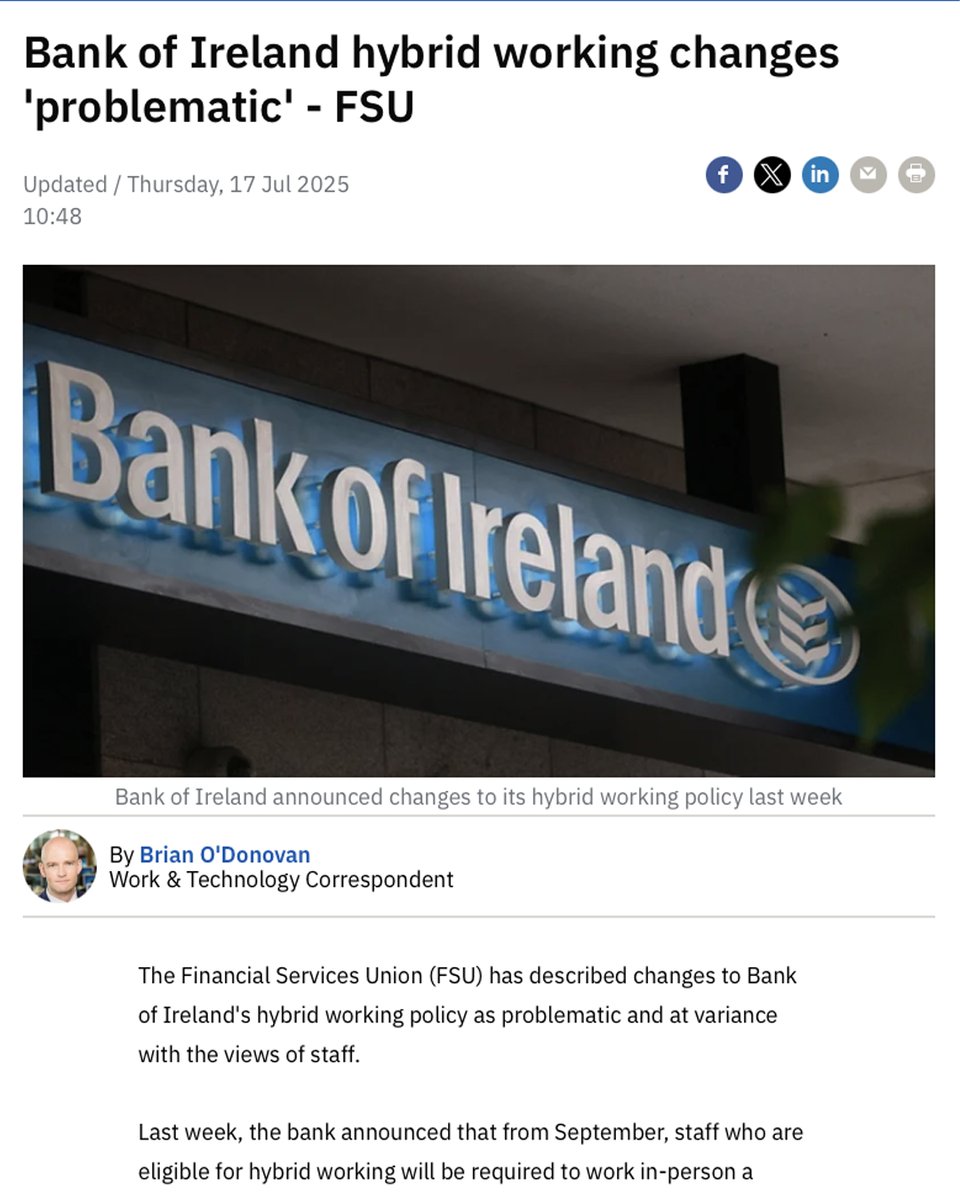 Financial Services Union (@fsuireland) on Twitter photo Bank of Ireland hybrid working changes 'problematic' - FSU <a href="/BrianOD_News/">Brian O'Donovan</a>
rte.ie/news/business/…
📋We want your voice heard on hybrid working. Take our short survey now and help shape how we respond:
forms.office.com/pages/response…
BETTER WITH THE FSU - fsunion.org/fsu/join Bank of Ireland hybrid working changes 'problematic' - FSU <a href="/BrianOD_News/">Brian O'Donovan</a>
rte.ie/news/business/…
📋We want your voice heard on hybrid working. Take our short survey now and help shape how we respond:
forms.office.com/pages/response…
BETTER WITH THE FSU - fsunion.org/fsu/join