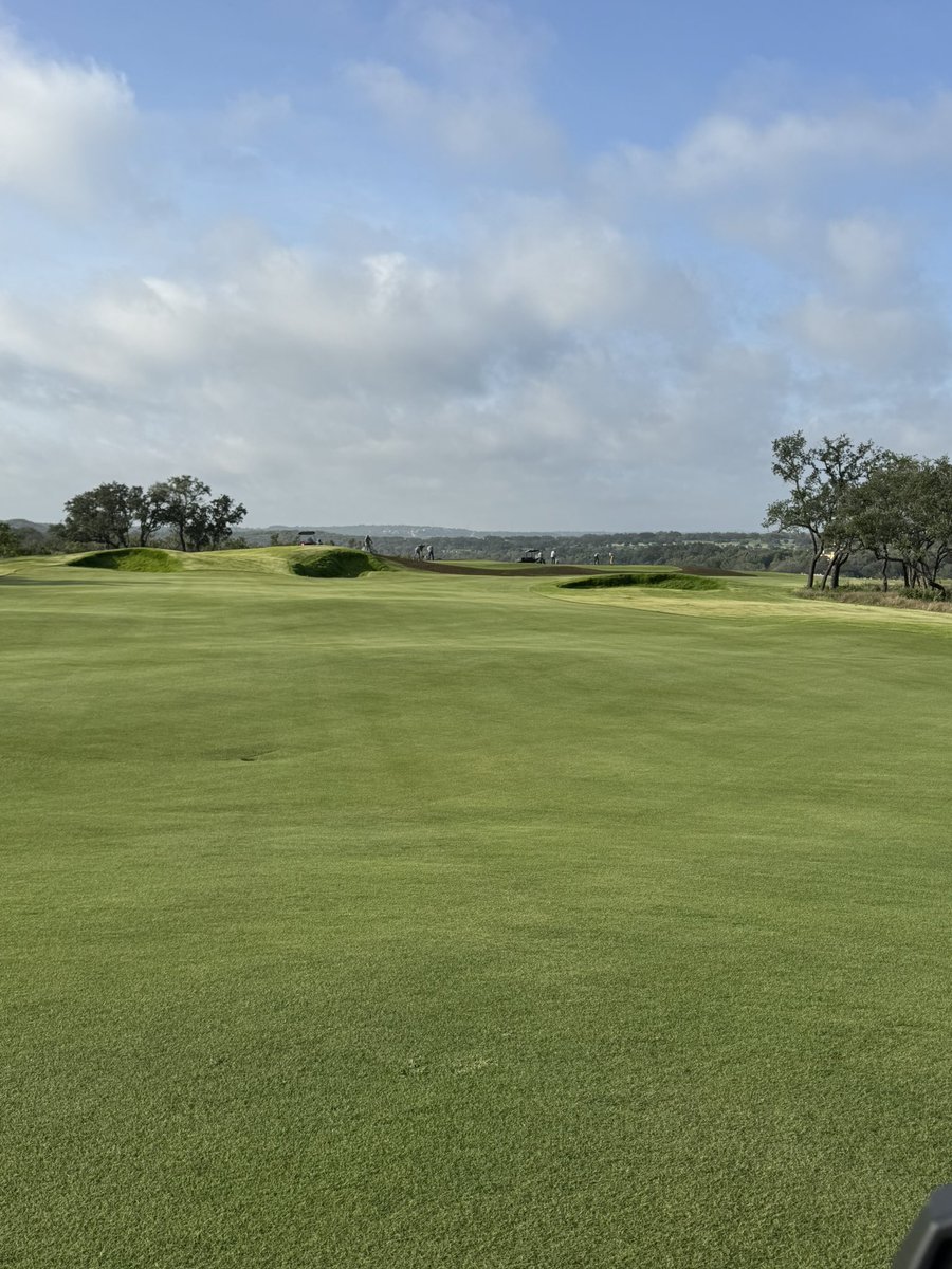 Pedernales River has finally come way up, almost full. Cultural practices continue on the golf course.