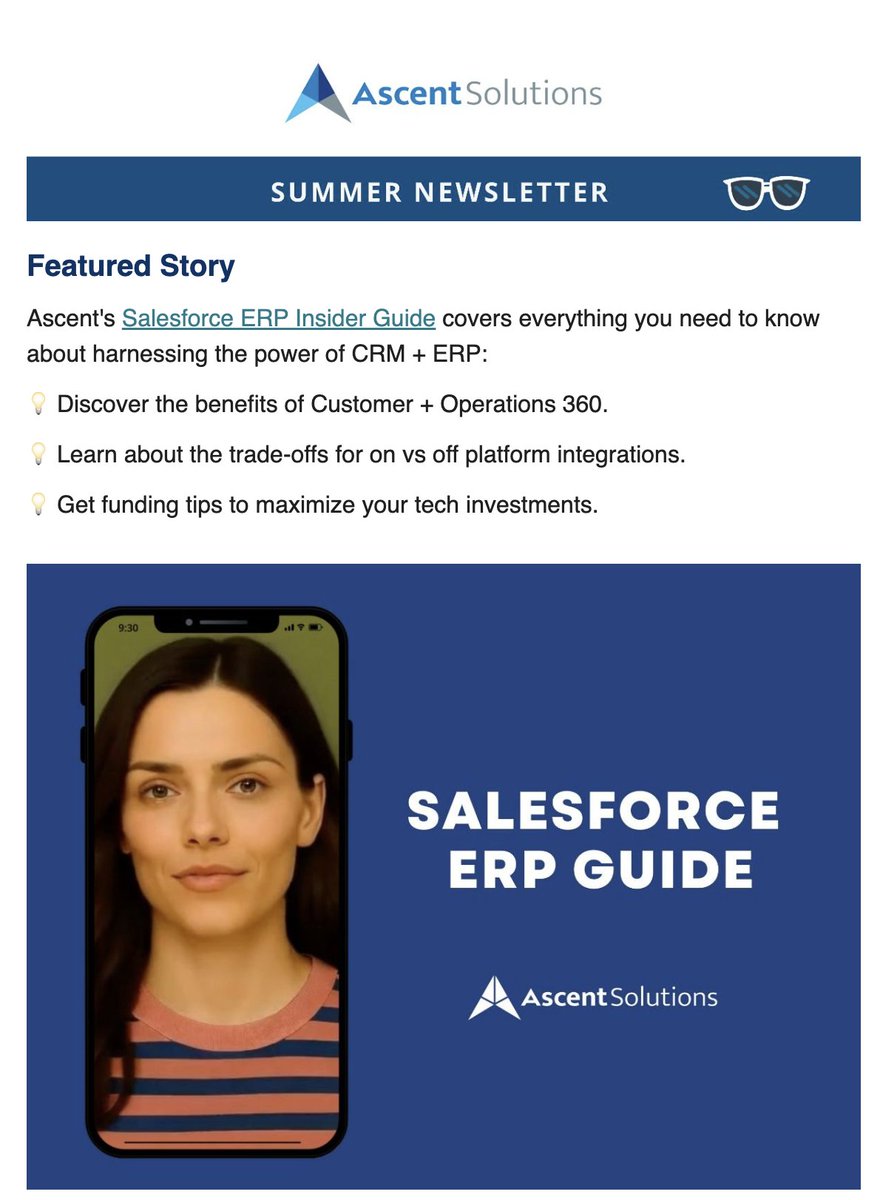 Summer is here and so is our Operations 360° newsletter! 🌼 See the latest insights, tips, and trends for Cloud ERP:
💡 #Salesforce #ERP Guide
💡 Bosma CTO on User-centric Design
💡#Inventory Demand Planning 
💡Connecting at #Dreamforce and more!
👉 mailchi.mp/f55adca7e73e/a…