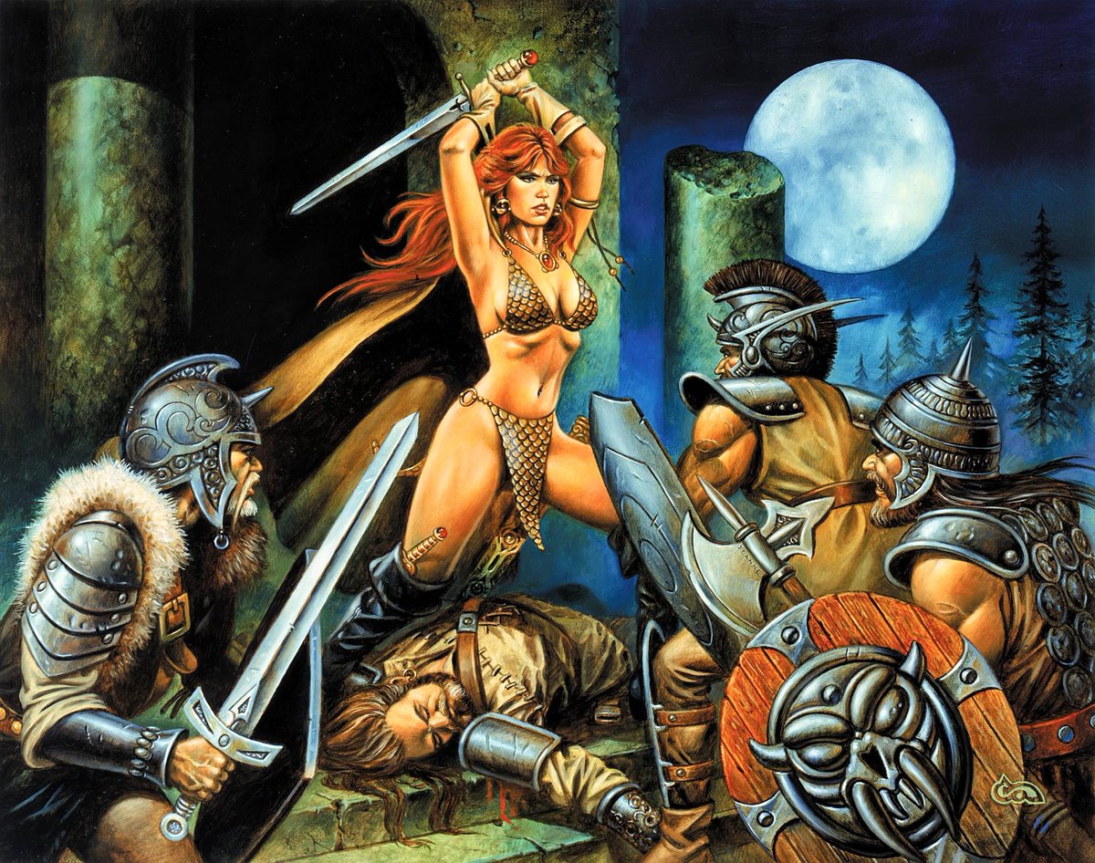 KevinLamb74's tweet image. Fun Dragon magazine bio on the great Clyde Caldwell, pictured with Jeanne Stanley, his model for several paintings including Red Sonja! 😎
#FantasyArt