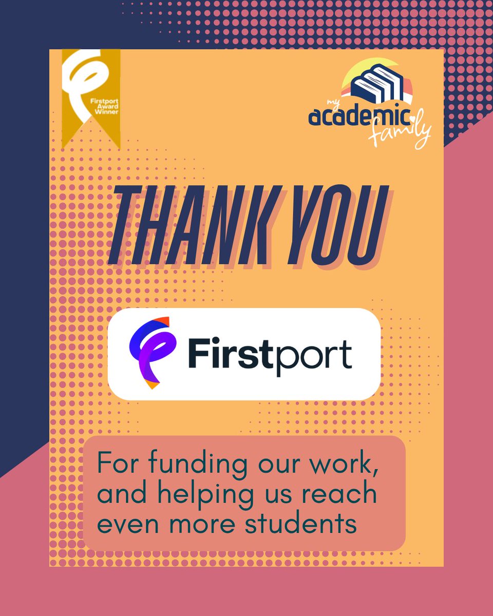 We at My Academic Family  are delighted to share that we’ve been awarded funding from @firstportscotland. This will allow us to help us support even more students.
Look out for all the awesome things we’re going to be doing in the 2025-2026 Academic Year!