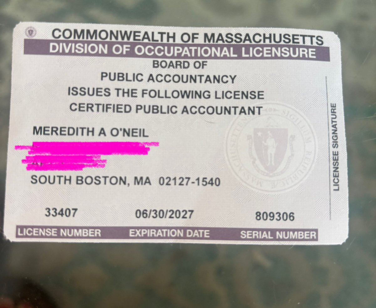 meredithoneil's tweet image. For all my trolls (fans) who threatened to get my CPA license taken away in the last year, I guess the Board doesn’t care about your feelings.
My renewal just came in the mail, pull up bitch.