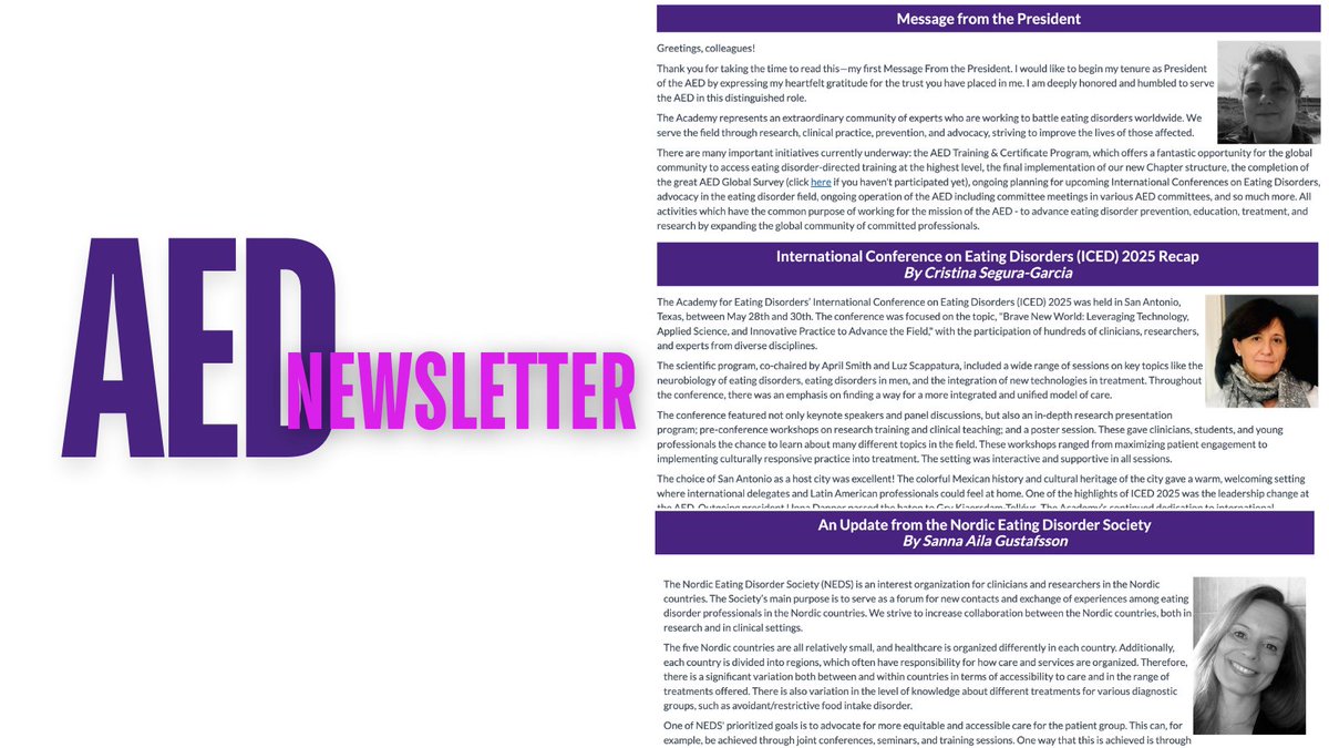aedweb's tweet image. We can't believe how fast July is flying by; did June’s AED Newsletter fly past you, too?
If not, no worries. It’s live on our website and packed with updates you won’t want to miss.
📬 Read the full issue now: aedweb.org/resources/efor…
#EatingDisorders #EDCommunity #ICED2025