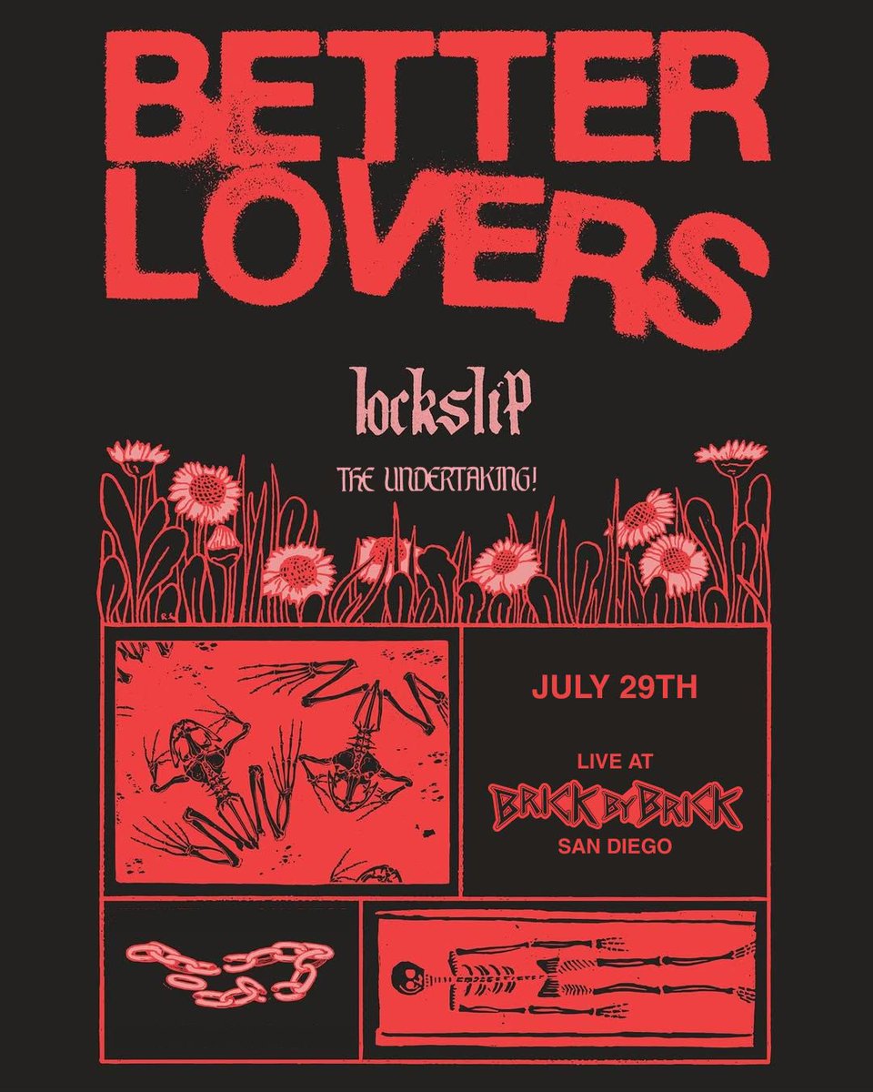 San Diego! What are you doing Tuesday, July 29?!? Let’s hang out at <a href="/BrickbyBrickSD/">Brick by Brick</a>… specifically at this show w/ <a href="/Lockslipband/">Lockslip</a> (who rule) and @betterloversband (who rule) and…. all of our friends. ticket link below.