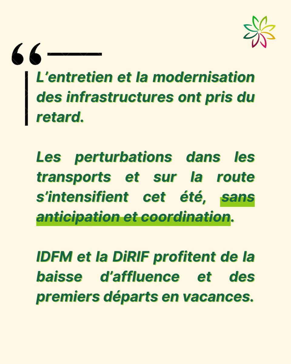 PoleEcolo_IDF's tweet image. Mobilités en IDF : un été noir !
Les Francilien·nes payent la pause des travaux durant les JOP. D’importants travaux sont prévus pour entretenir et moderniser leurs infrastructures.
C’est la double peine pour celles et ceux qui n’ont pas la chance de pouvoir partir en vacances.