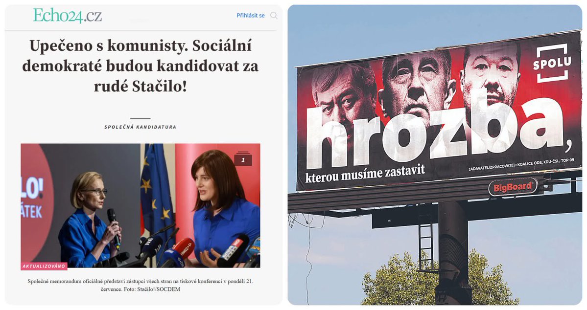 StanislavBlaha's tweet image. Tak je to oficiální: Sociální demokracie se přebarvuje na rudo. 🍒
Posiluje komunisty, kteří prosazují naše vystoupení z EU a NATO a zestátňování.
Pamatujete tyto billboardy z minulých voleb? Vyměňte na nich pana Filipa za paní Konečnou a jsou znovu extrémně aktuální. ⚠️…