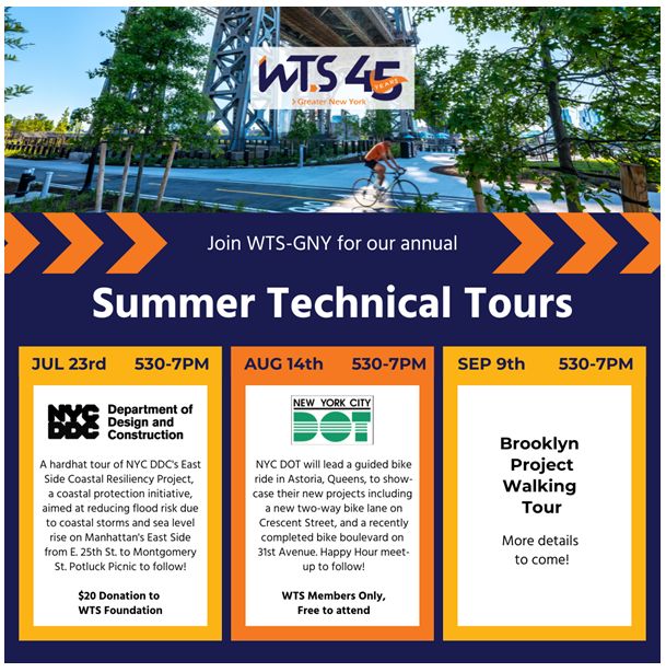 Join WTS-GNY for our Summer Technical Tours!
From July through September, the WTS -NYY Chapter will be hosting site visits across the boroughs that showcase NYC’s most exciting infrastructure projects.
Members may register : lnkd.in/ebsUi4bK #WTSGNY #WomenInTransportation