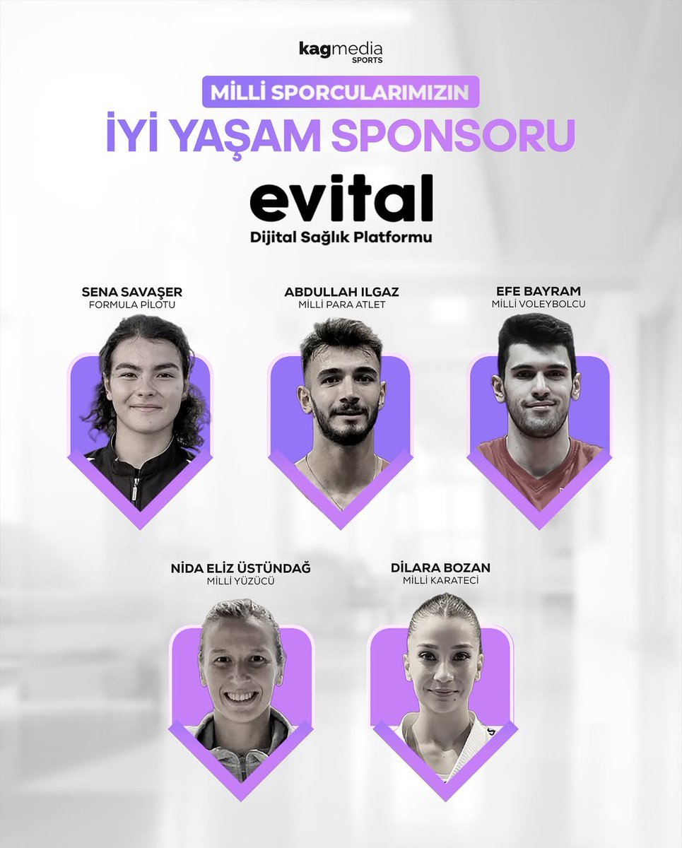Kagmedia Sports x <a href="/evitaltr/">Eczacıbaşı Evital</a> iş birliğiyle sporcularımız artık her yerden psikolojik ve beslenme danışmanlığı alabilecek. Bu yolculukta bizimle olan sporcularımız:
🏎️ Sena Savaşer
🏃🏻 <a href="/Abdullahilgazz/">Abdullah Ilgaz</a> 
🥋 <a href="/DilaraBozann/">Dilara Bozan</a> 
🏐 <a href="/EfeBayramm2/">Efe</a> 
🏊‍♀️ <a href="/NidaEliz/">Nida Eliz</a>