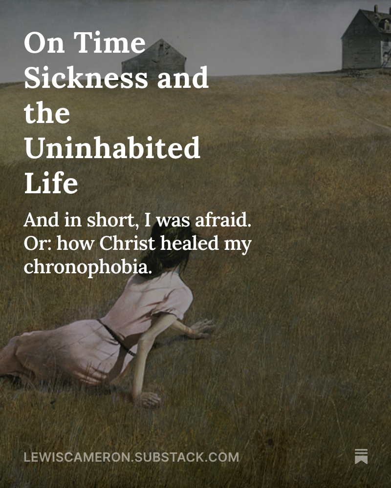 _ljcameron's tweet photo. My latest on Substack is a bit more personal. I wrote about what I have always called 'my greatest fear' - the passing of time. In the piece, I've called it "time-sickness." Only Jesus could heal my terminal condition. 

Maybe it will help you too. https://t.co/Nes9S0v0Bk