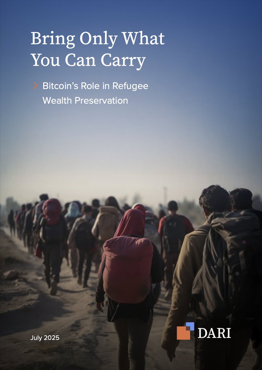 1/12 
Been waiting 3 months to see these finding

First-ever quantitative study reveals an estimated 329,000+ refugees have used Bitcoin while fleeing across borders

Study highlights that Bitcoin works when cash, stablecoins and other assets fail
🧵

The study is from <a href="/dari_org/">da-ri</a>