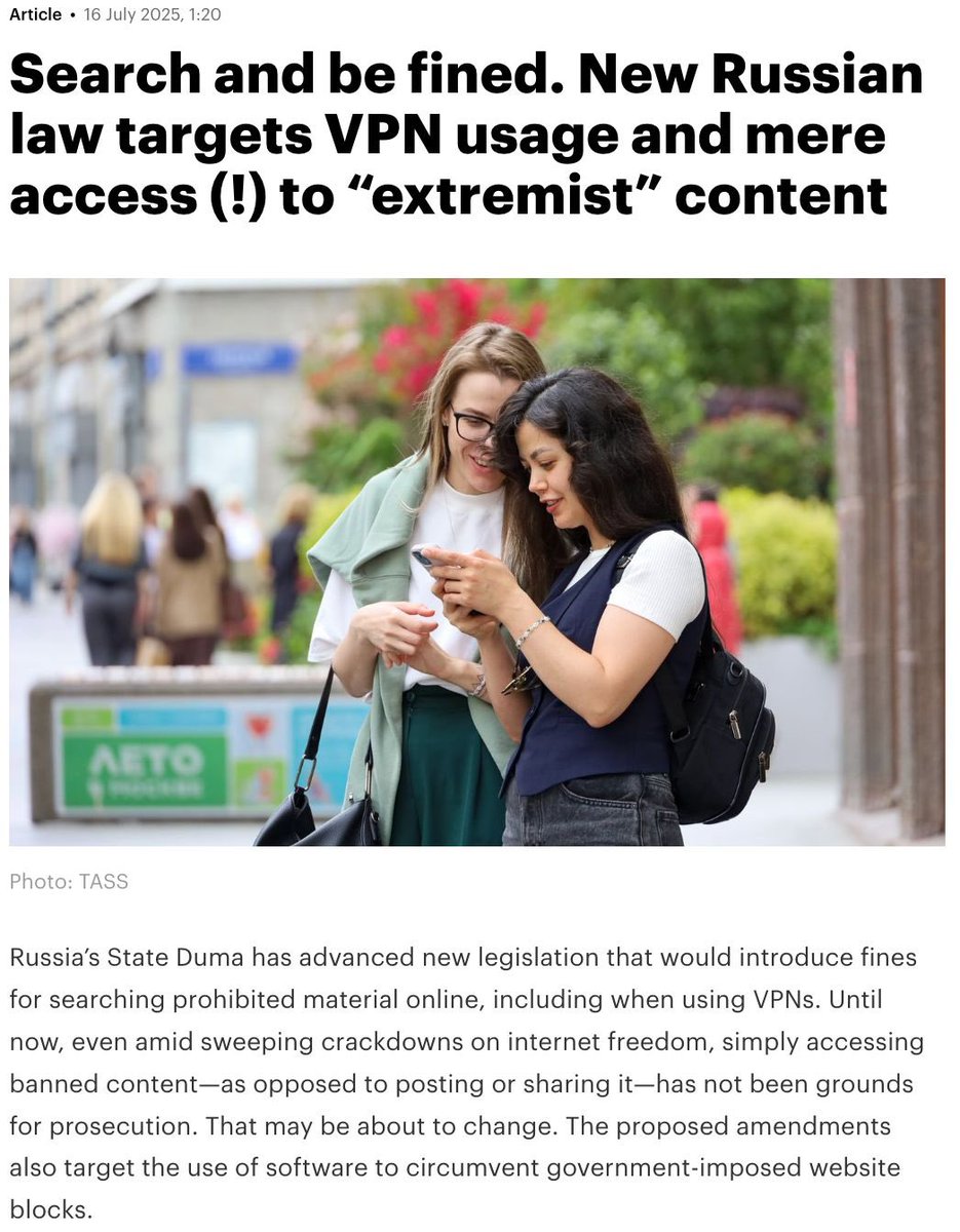 Maybe you’re thinking: “OK, sounds great. But I might be tempted to use a VPN and then I’m still exposed to social media and journalism!”

Not to worry. The government is making a law that punishes you for even searching for a VPN. You won’t be tempted.