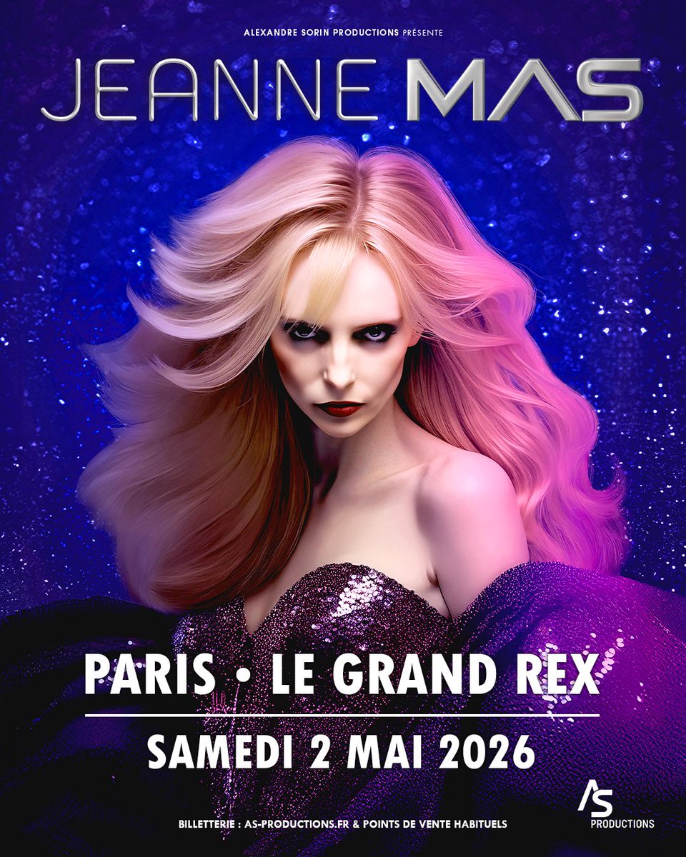 LeGrandRex's tweet image. #JeanneMas est de retour !
Icône pop et figure mythique des années 80, revient enflammer la scène du 𝗱𝘂 𝗚𝗿𝗮𝗻𝗱 𝗥𝗲𝘅 𝗹𝗲 𝟮 𝗺𝗮𝗶 𝟮𝟬𝟮𝟲 !
Infos & reservations ➡️ tinyurl.com/2nja6x5a