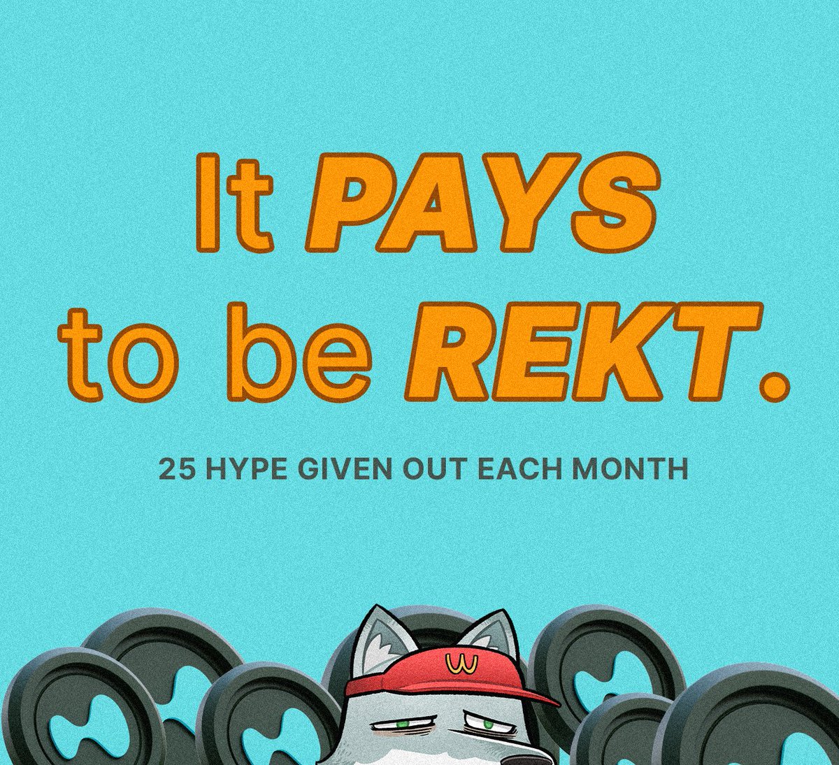 HYPE to EARN.
✅Own a Rekt Gang NFT
✅Bull-post the Gang and $HYPE
＝Get a Slice of 25 $HYPE Per Month.