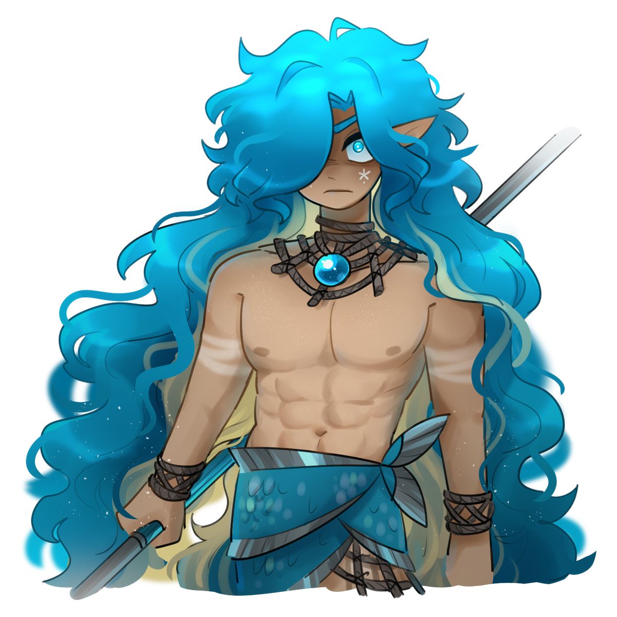 StarmyBunny's tweet image. Practicing hair painting 🌊🔱