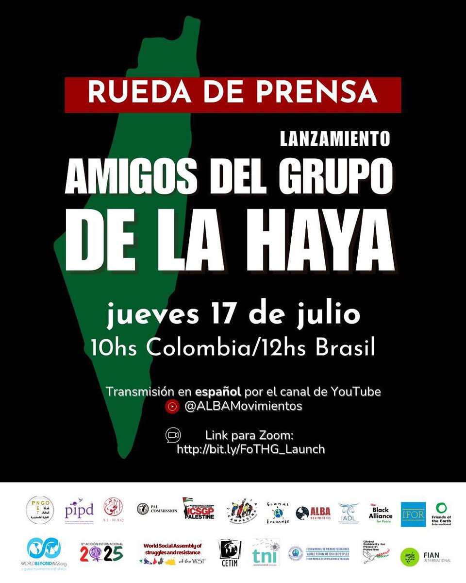 La Vía Campesina Español #SoberaniaAlimentariaYA (@via_campesinasp) on Twitter photo Hoy rueda de prensa: Lanzamiento Amigos del Grupo de La Haya en #Colombia. viacampesina.org/es/el-grupo-de… <a href="/CLOC_LVC/">CLOC Vía Campesina</a> <a href="/ECVC1/">European Coordination Via Campesina</a> <a href="/via_campesina/">La Via Campesina (Official EN)</a> <a href="/viacampesinaFR/">La Via Campesina en français</a> <a href="/albamovimientos/">ALBA Movimientos</a> <a href="/asambleapueblos/">Asamblea Internacional de los Pueblos</a> <a href="/InfoNodal/">Nodal</a> <a href="/pressenza/">Pressenza castellano</a> <a href="/ElSaltoDiario/">El Salto</a> <a href="/Tierra_Viva_/">Agencia Tierra Viva</a> <a href="/IntegracionLAC/">FCINA</a> <a href="/MST_Oficial/">MST Oficial</a> <a href="/PrensaLatina_cu/">Prensa Latina</a> Hoy rueda de prensa: Lanzamiento Amigos del Grupo de La Haya en #Colombia. viacampesina.org/es/el-grupo-de… <a href="/CLOC_LVC/">CLOC Vía Campesina</a> <a href="/ECVC1/">European Coordination Via Campesina</a> <a href="/via_campesina/">La Via Campesina (Official EN)</a> <a href="/viacampesinaFR/">La Via Campesina en français</a> <a href="/albamovimientos/">ALBA Movimientos</a> <a href="/asambleapueblos/">Asamblea Internacional de los Pueblos</a> <a href="/InfoNodal/">Nodal</a> <a href="/pressenza/">Pressenza castellano</a> <a href="/ElSaltoDiario/">El Salto</a> <a href="/Tierra_Viva_/">Agencia Tierra Viva</a> <a href="/IntegracionLAC/">FCINA</a> <a href="/MST_Oficial/">MST Oficial</a> <a href="/PrensaLatina_cu/">Prensa Latina</a>