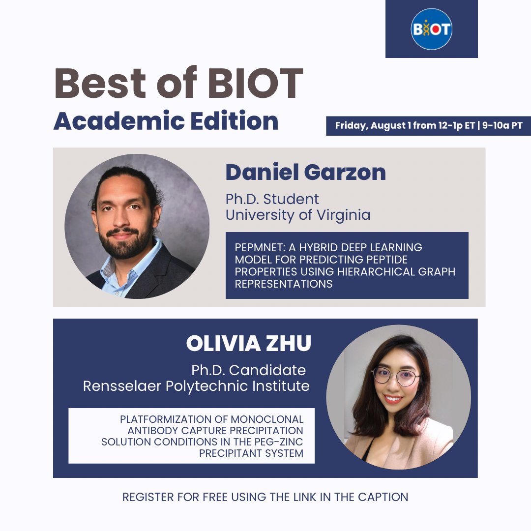 Don’t miss our first Best of BIOT webinar of 2025, featuring our top two voted presenters from academia!

📅 8/1 at 12p EST | 9a PST
🎟️ Free for ACS members → na2.hubs.ly/y0vVkM0