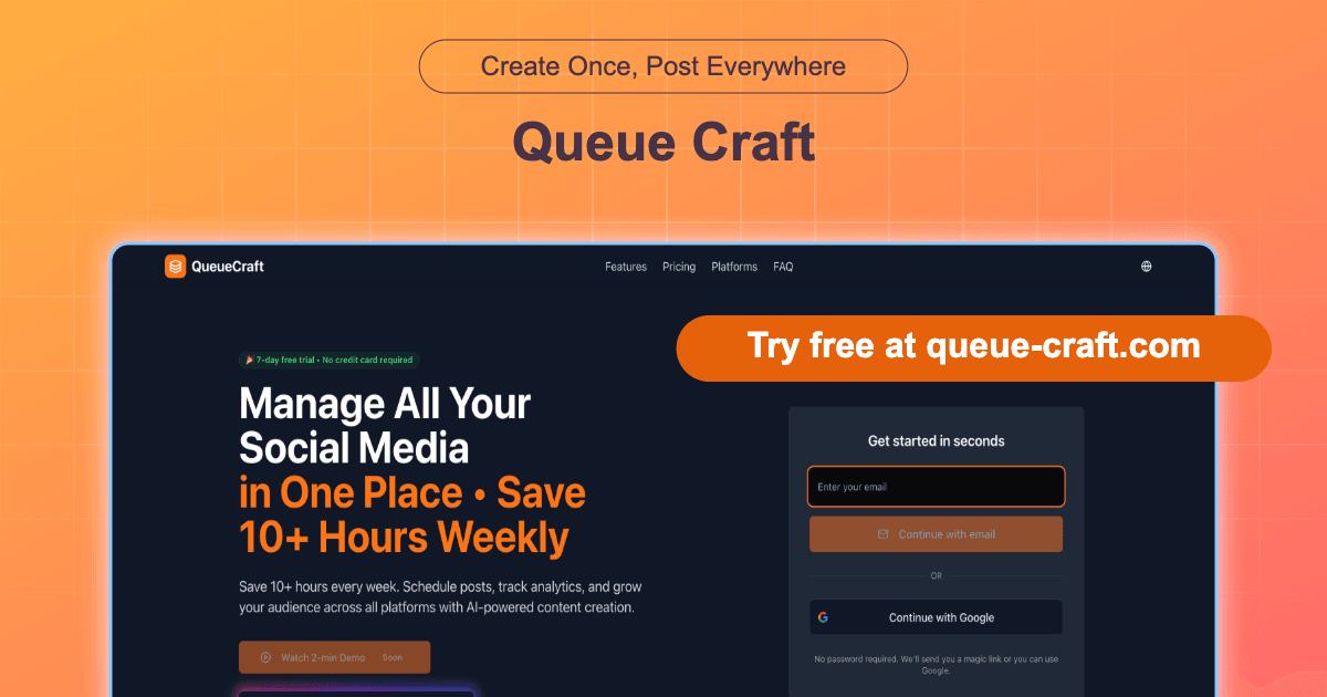TDoyleEngler's tweet image. Updated the OG image for queue-craft.com 🚀✨ How&apos;s it look now? Loving the glow-up! Huge improvement, right? #DesignUpgrade #buildinpublic